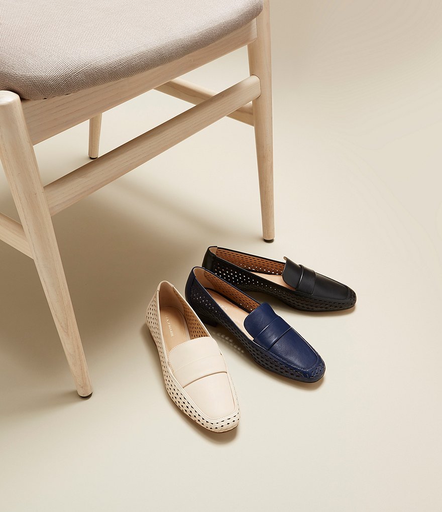 Alex Marie Arlias Perforated Woven Detail Loafers