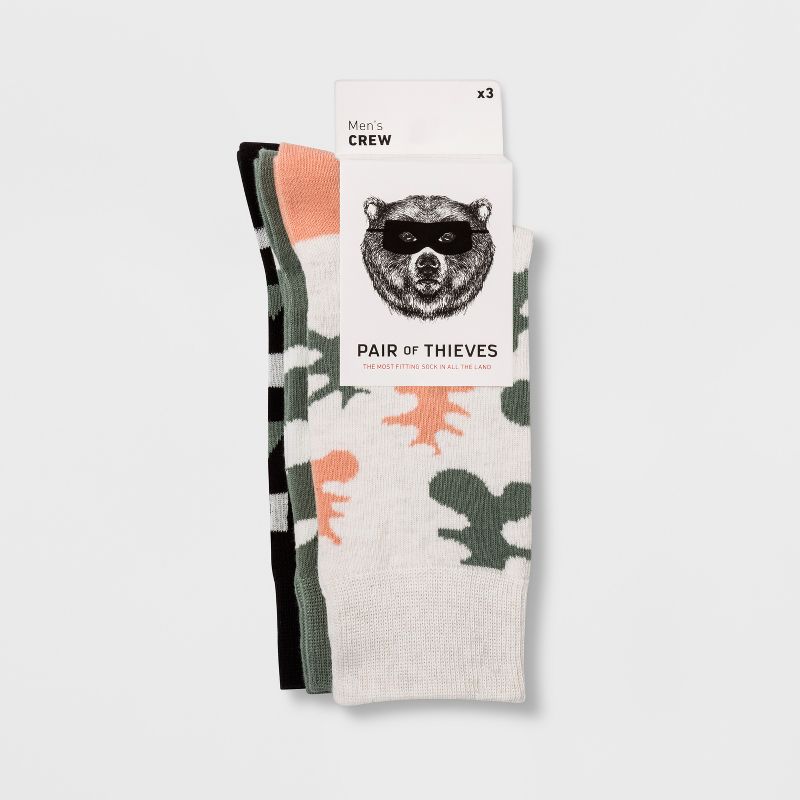 Pair of Thieves Men's Crew Socks 3pk - Green/Pink 8-12