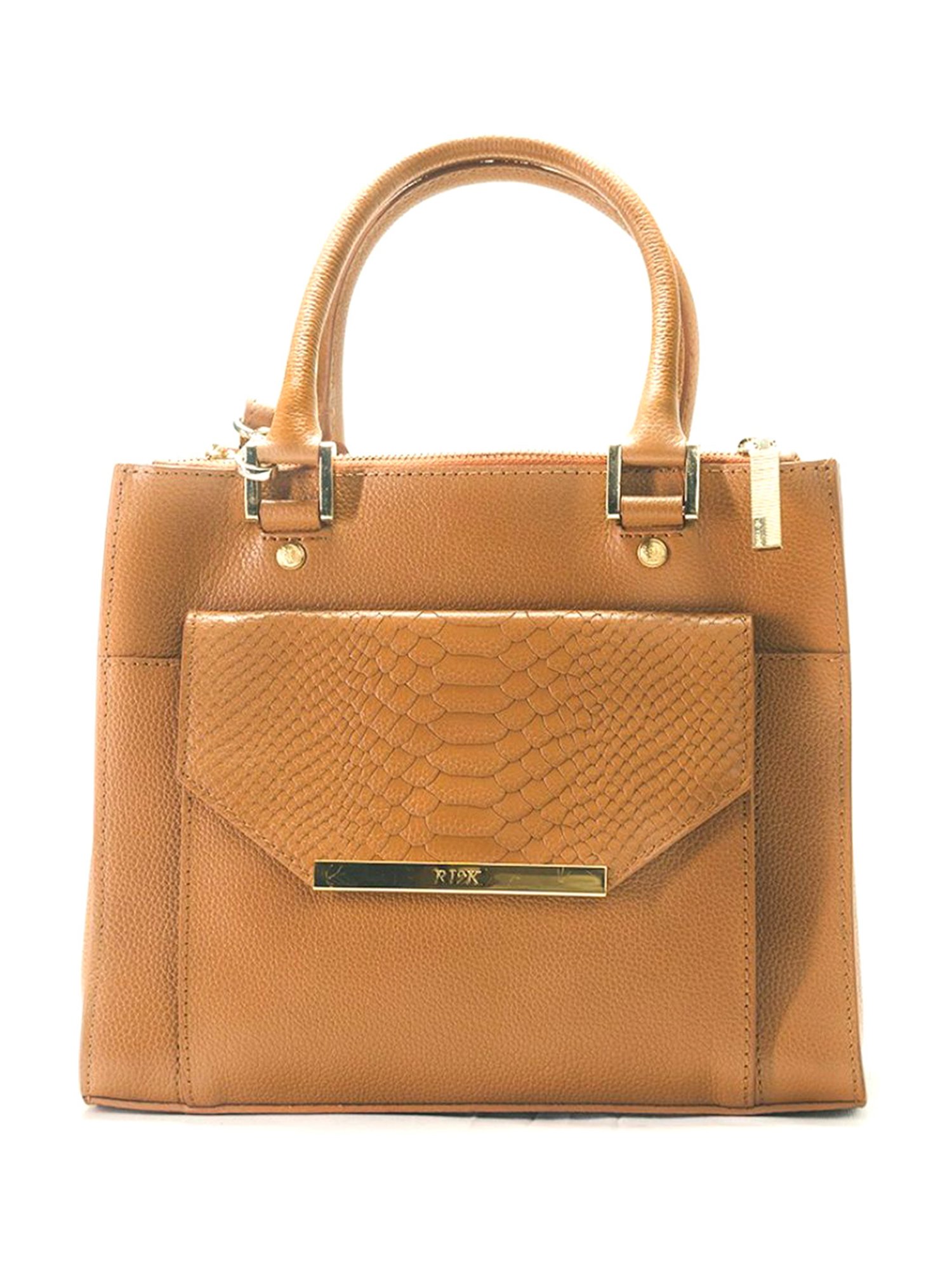 RI2K London Tan Leather Large Animal Effect Handbag