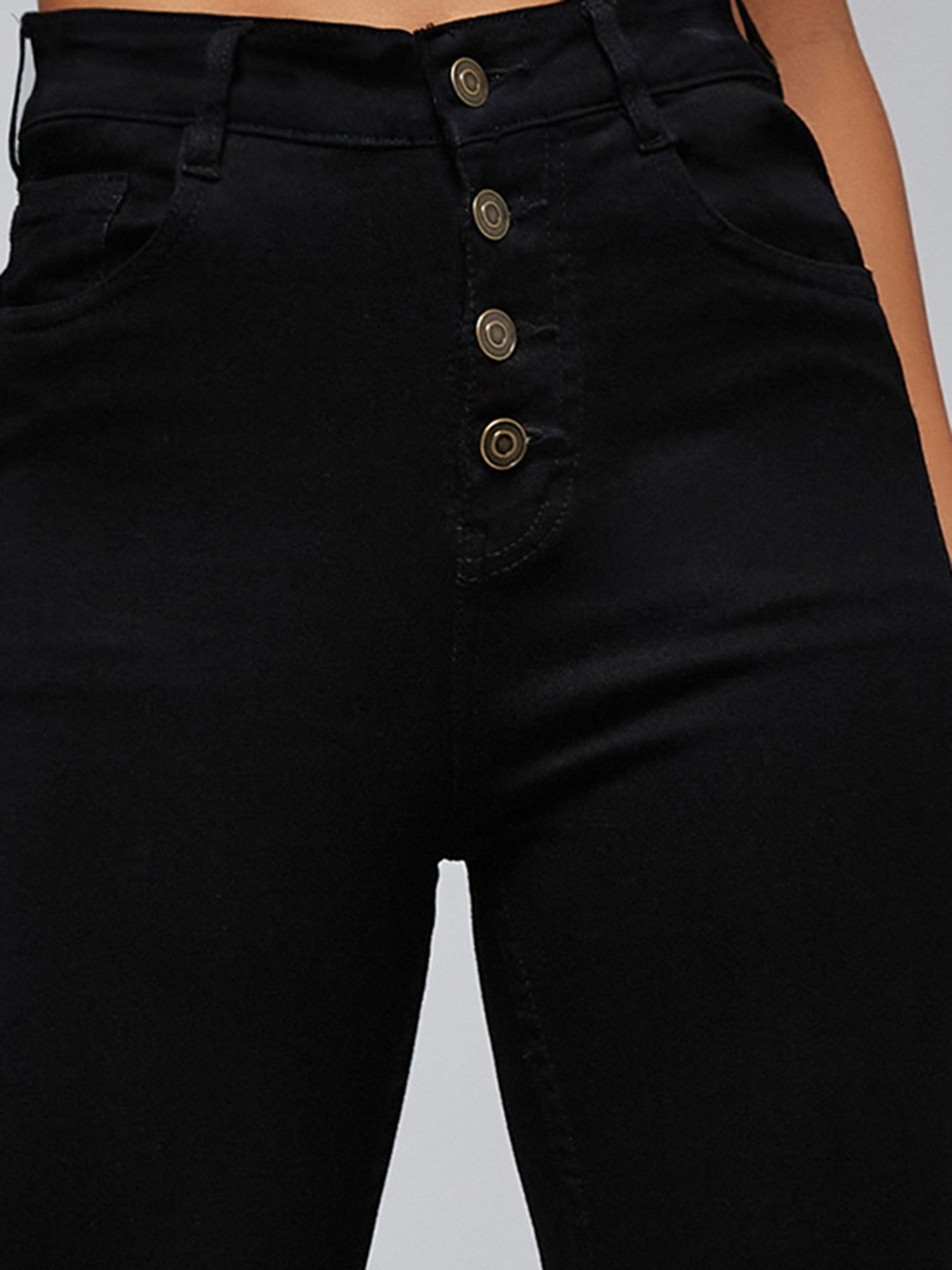DOLCE CRUDO Black High Rise Stretchable Jeans