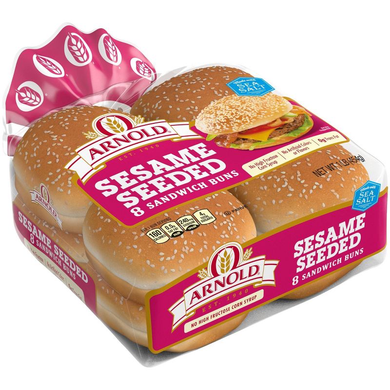 Arnold Select White Sesame Buns - 14oz/8ct