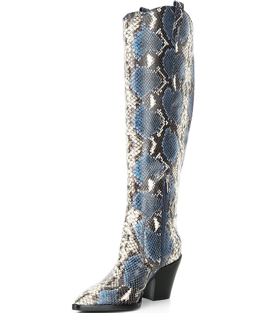 Antonio Melani Peigi Snake Printed Leather Tall Western Boots