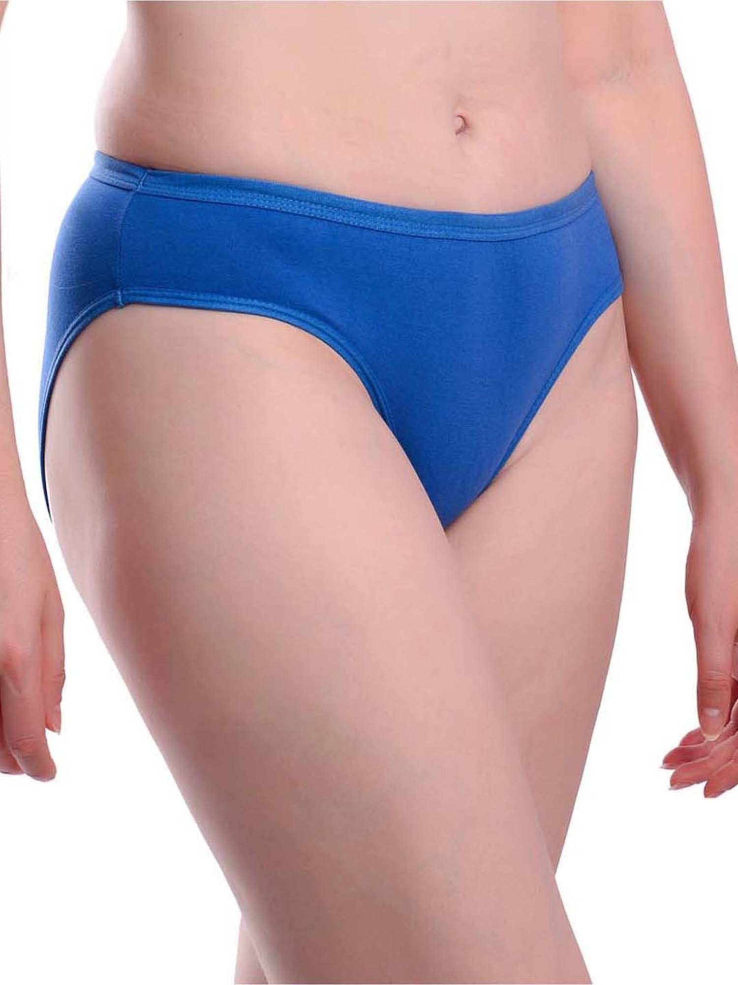 AROUSY Blue & Black Cotton Bikini Panties - Pack Of 5