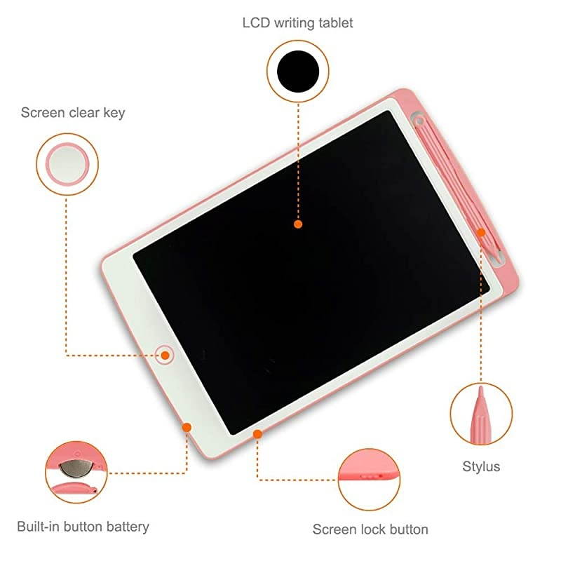 LCD Writing Tablet, 10 inches Electronic Graphic Tablet, Writing & Drawing Doodle Board with Memory Lock for Age 3+ Pink