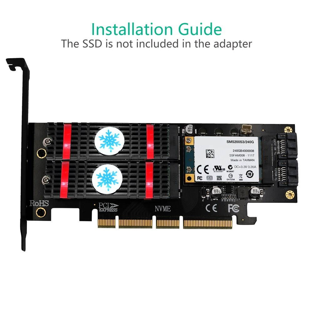 NVME M.2 NGFF MSATA SSD PCI Express Riser Card PCI E PCI E PCIE to M2 Adapter M.2 Raiser M2 SATA Adapter M.2 SSD Cooling