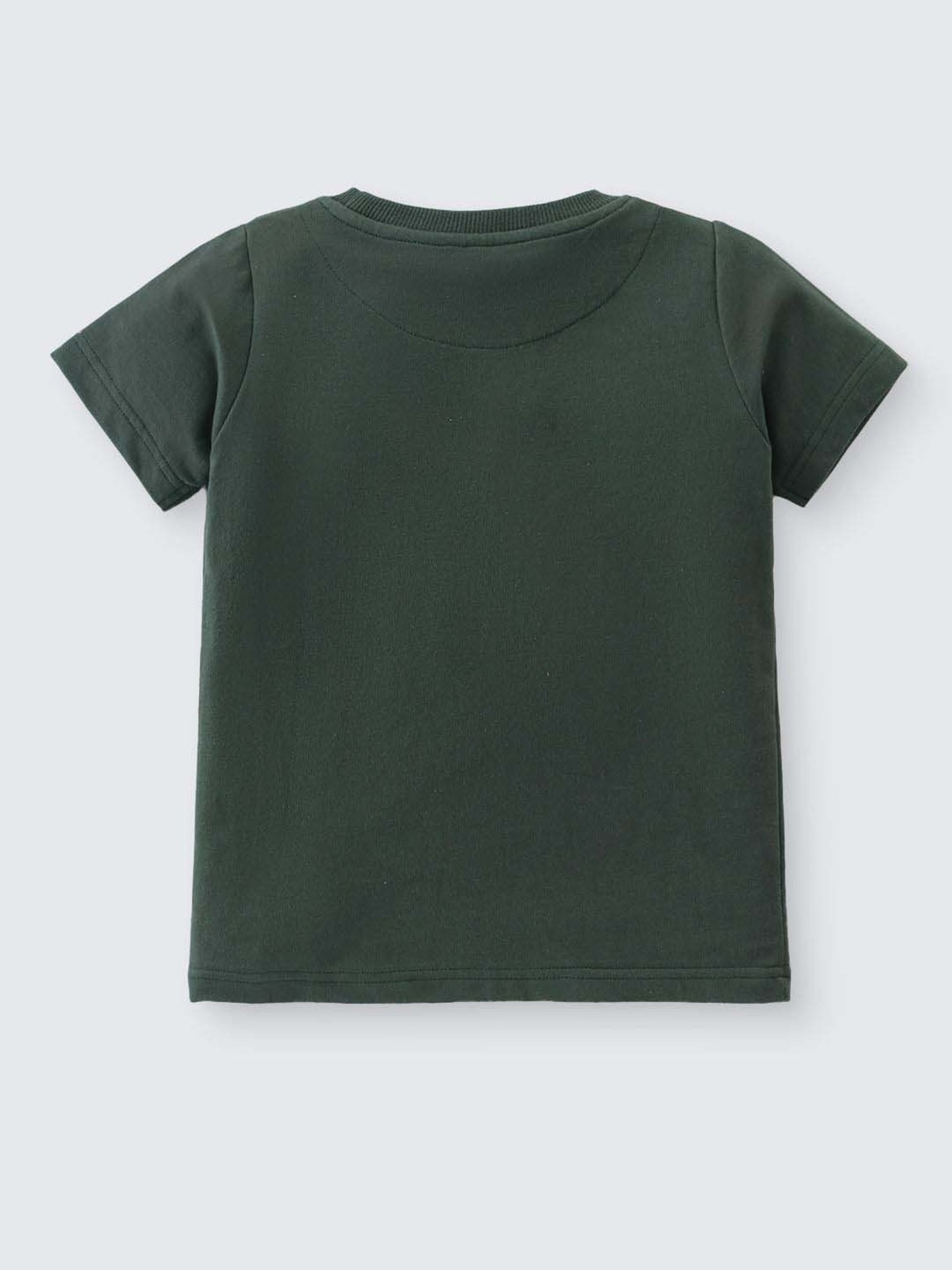 Nite Flite Boys Olive Green Cotton Printed Top and Joggers