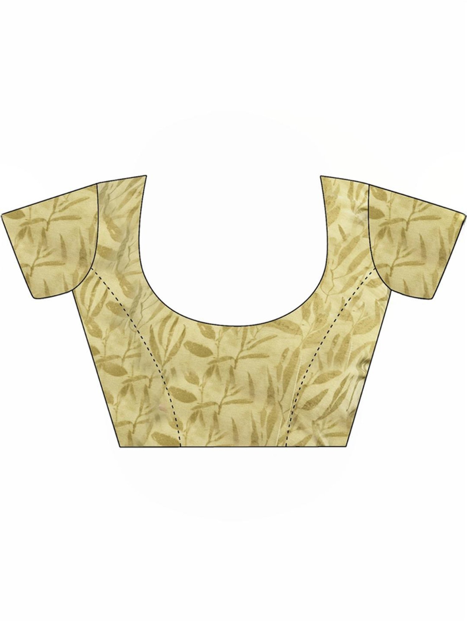 Satrani Cream & Green Printed Saree With Unstitched Blouse