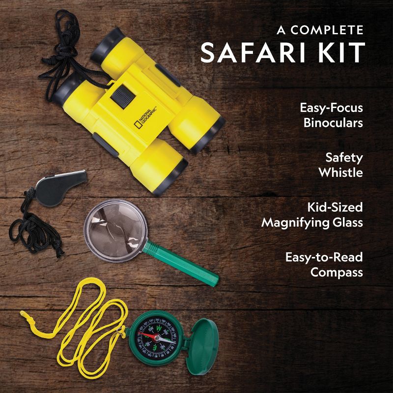 NATIONAL GEOGRAPHIC Backyard Safari Costume and Outdoor Explorer Set for Kids, Includes Safari Vest, Hat, Binoculars, Magnifying Glass, Journal & Stickers