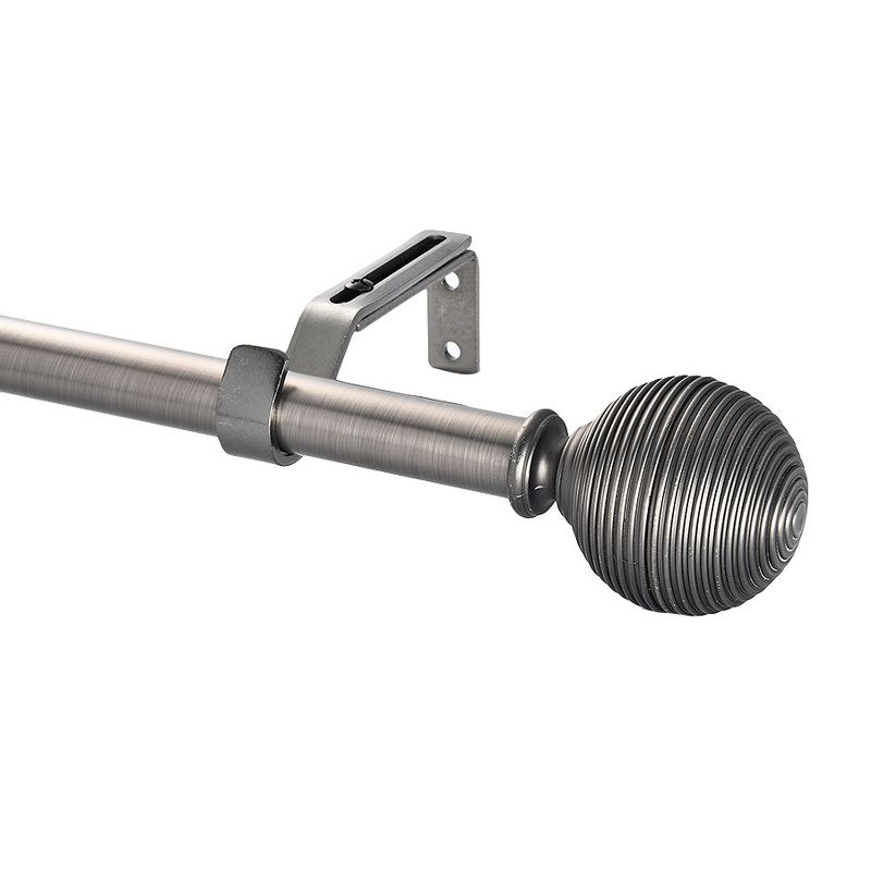 66"-120" Drapery Single Rod Set Finials Gunmetal - Lumi