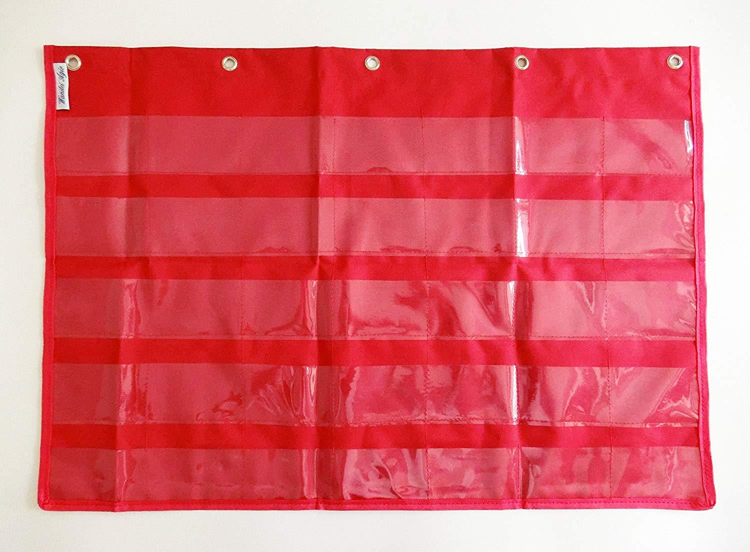 Wander Agio School Count Pocket Literacy Chart Card Deluxe Calendar Pocket Wall Hanging Chart Teaching Materials Red