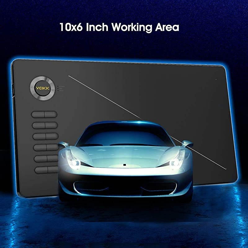 A15 Graphic Drawing Tablet 10x6 inch Digital Pen Tablet with BatteryFree Passive Stylus and 12 Shortcut Keys