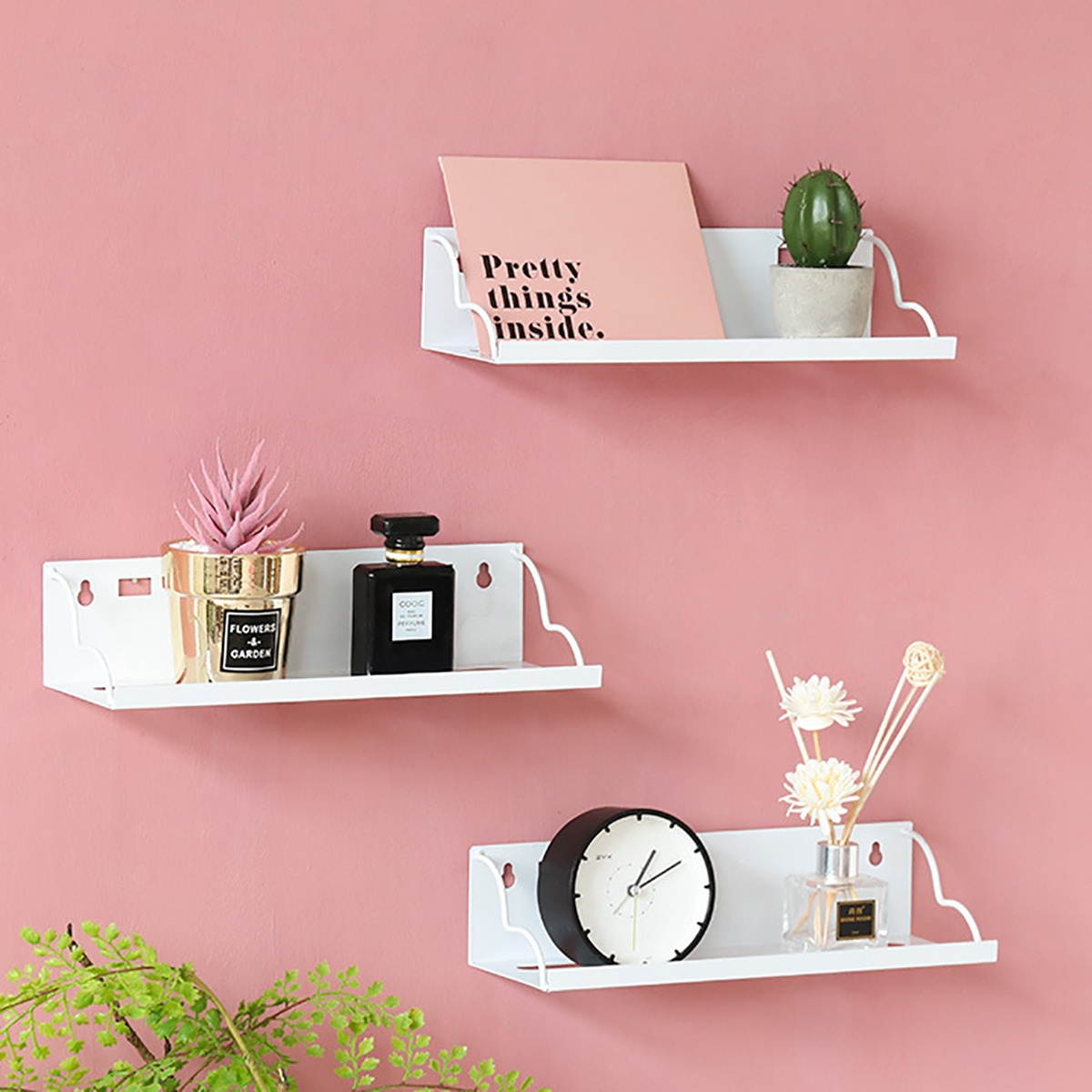 Floating Rack Shelf Wall Mount Book Storage Wooden Hanging DIY Display Decorations White