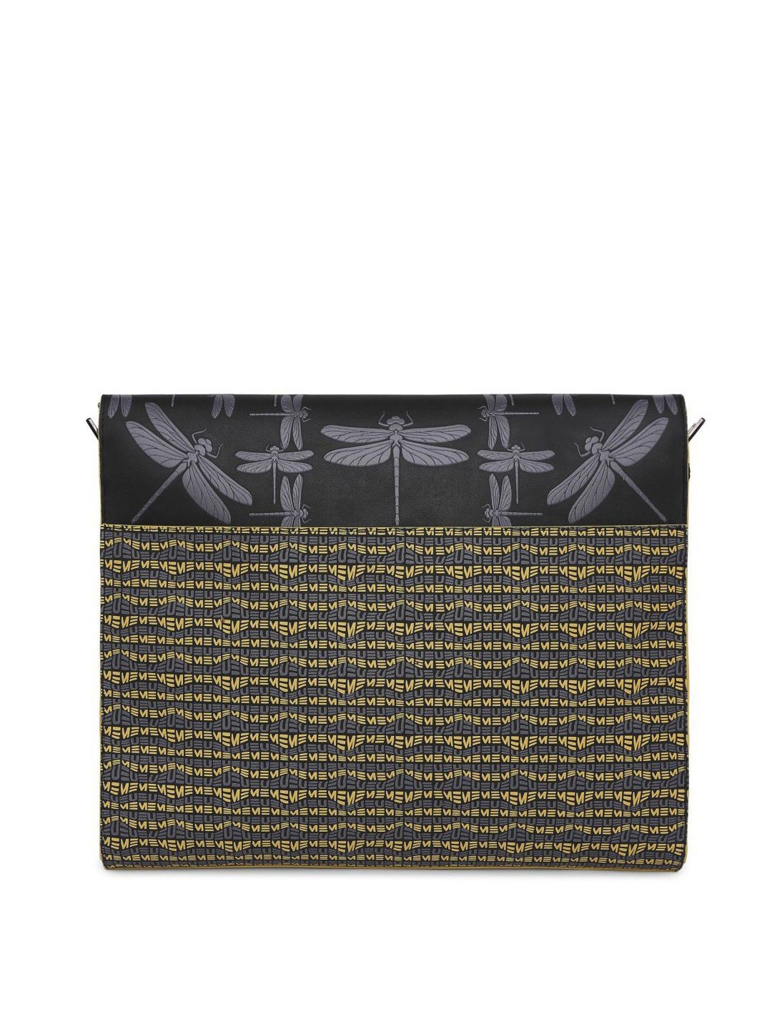 Eume Dragonfly Black Leather Printed Laptop Sleeve