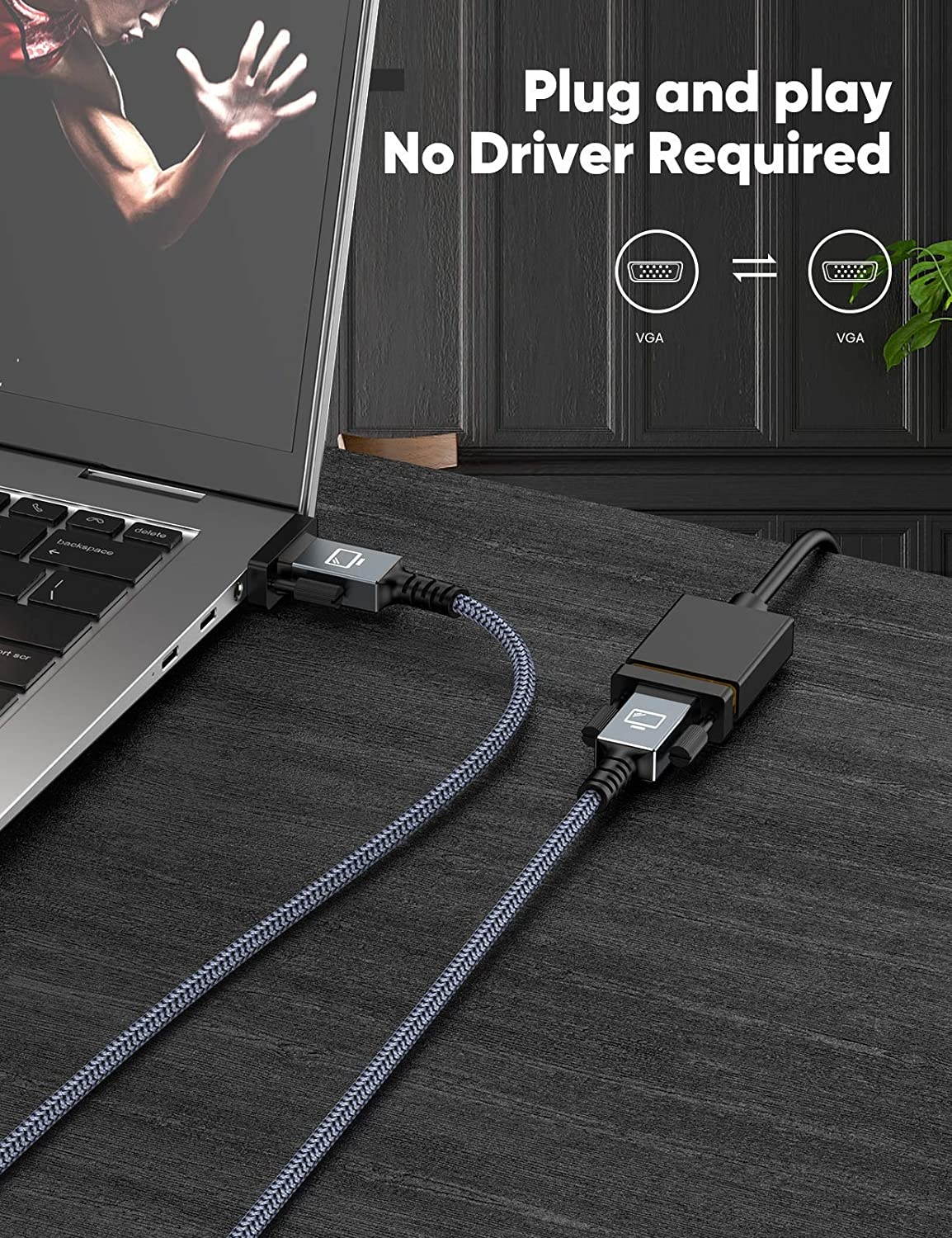 VGA CableCapshi VGA to VGA Cable 3ft Nylon Braided Reinforced Aluminum Shell 24k Gold-Plated Support 1080P Full HD with 15 pin VGA Port Compatible for ProjectorMonitor or Any VGA Devices