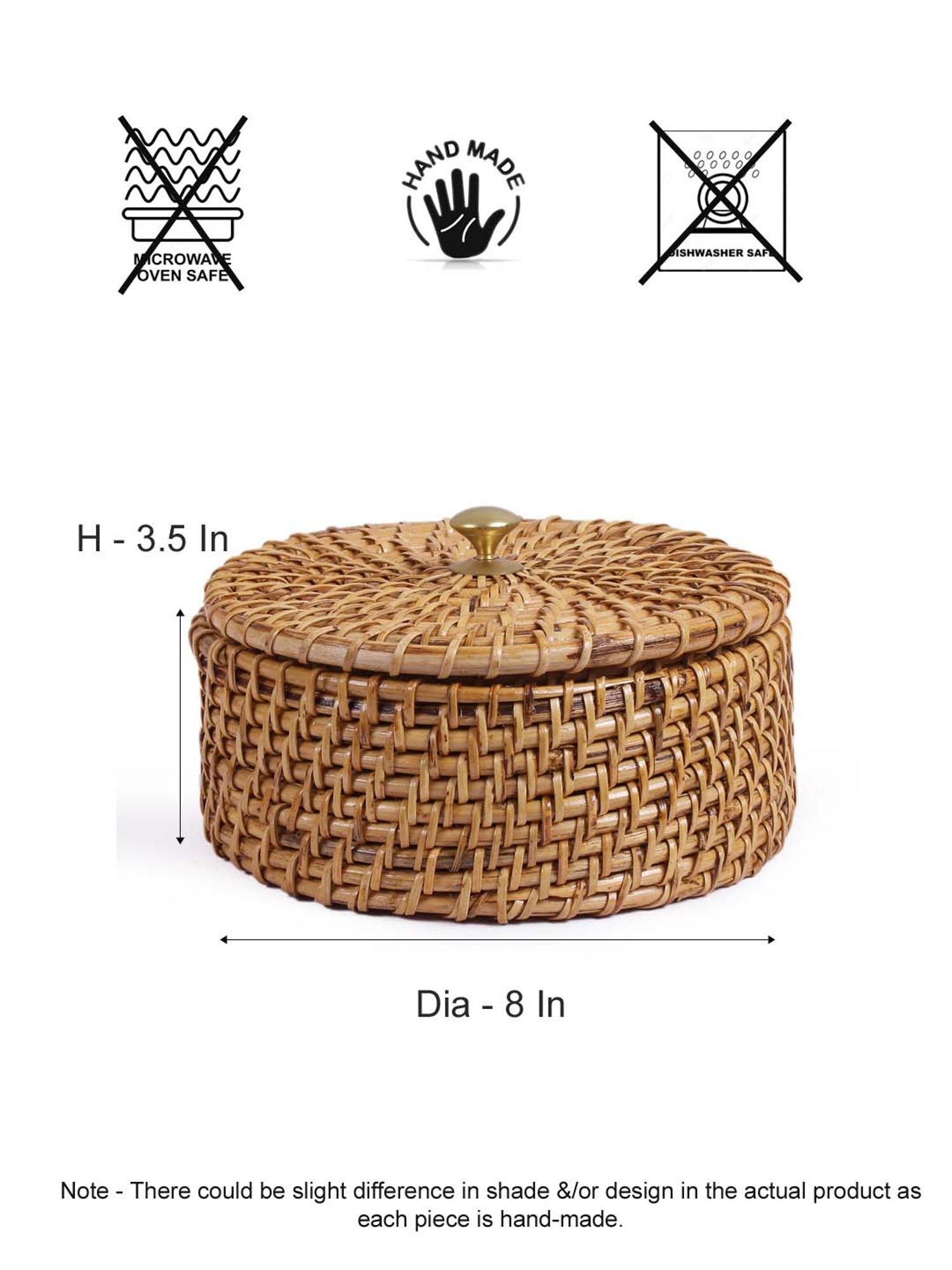 VarEesha Beige Bamboo Wicker Multipurpose Casserole - Set of 1