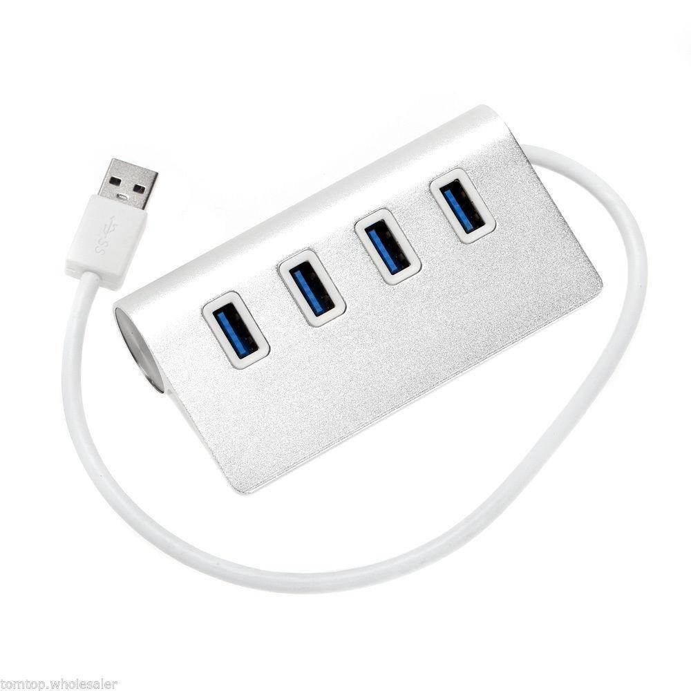 4 Vertical Ports Aluminum Alloy USB 3.0 Hub Hi-Speed Splitter for PC Laptop