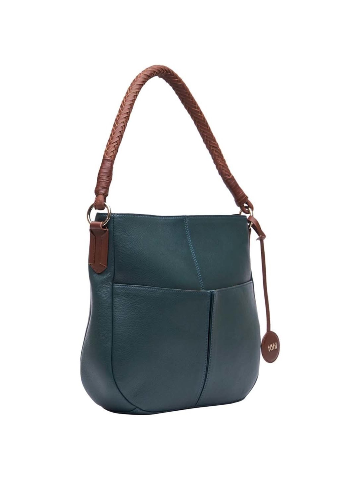 Tohl Teal Green Solid Medium Shoulder Handbag