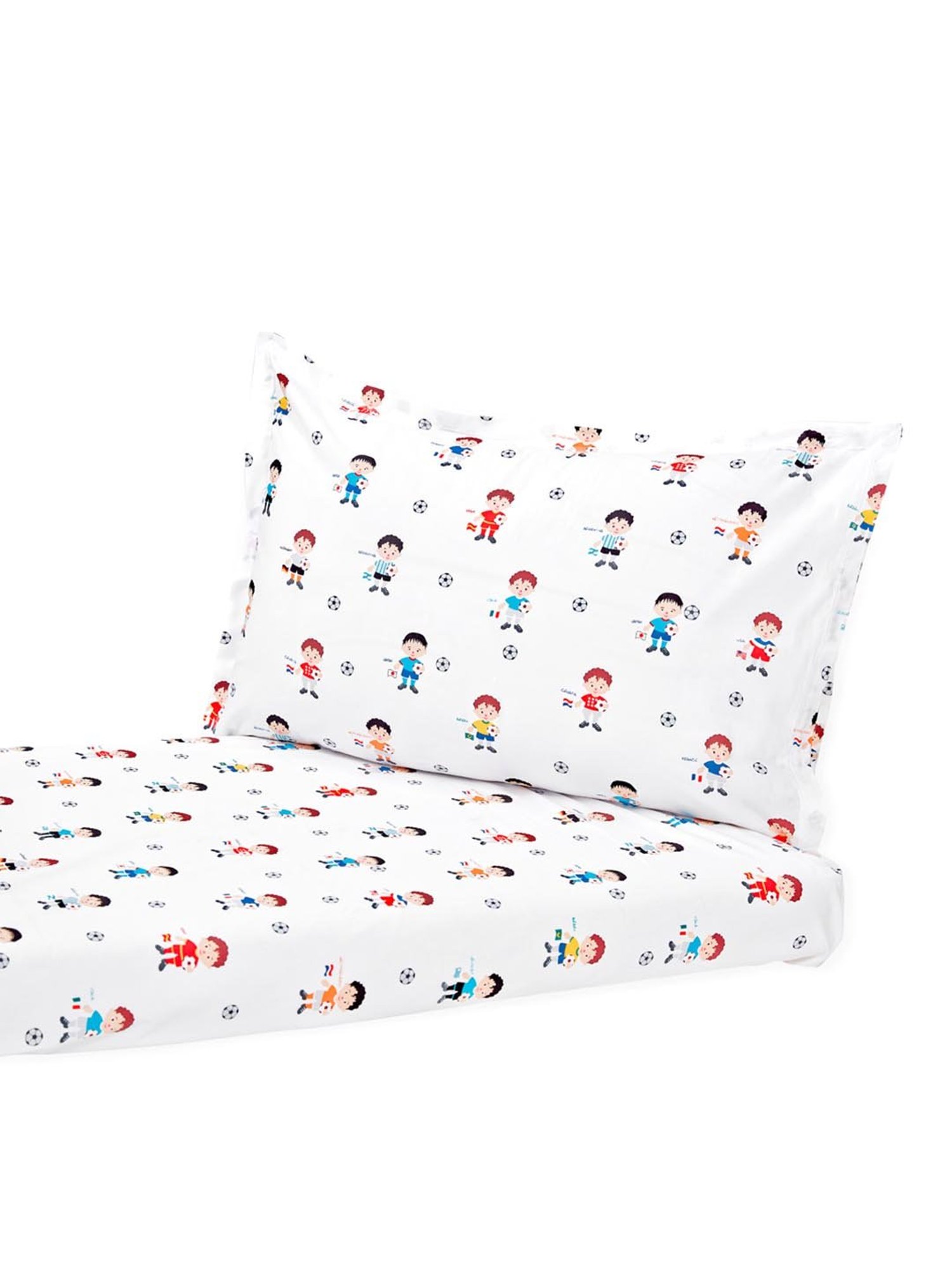 Nigh Nigh World Cup White Cotton 300 TC Kids Bed Linen Set