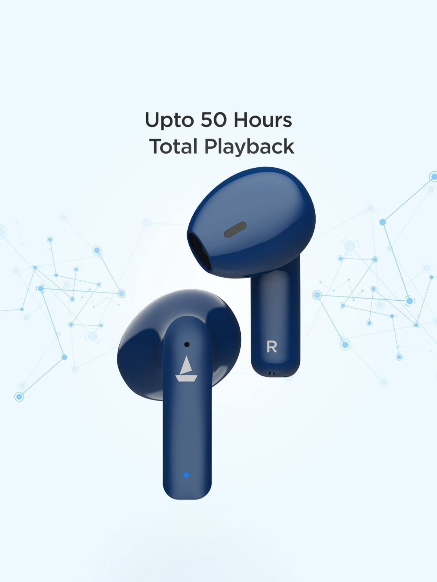 Boat Airdopes 100 In Ear BT Earbuds with Quad Mics ENx Technology (Sapphire Blue, True Wireless)