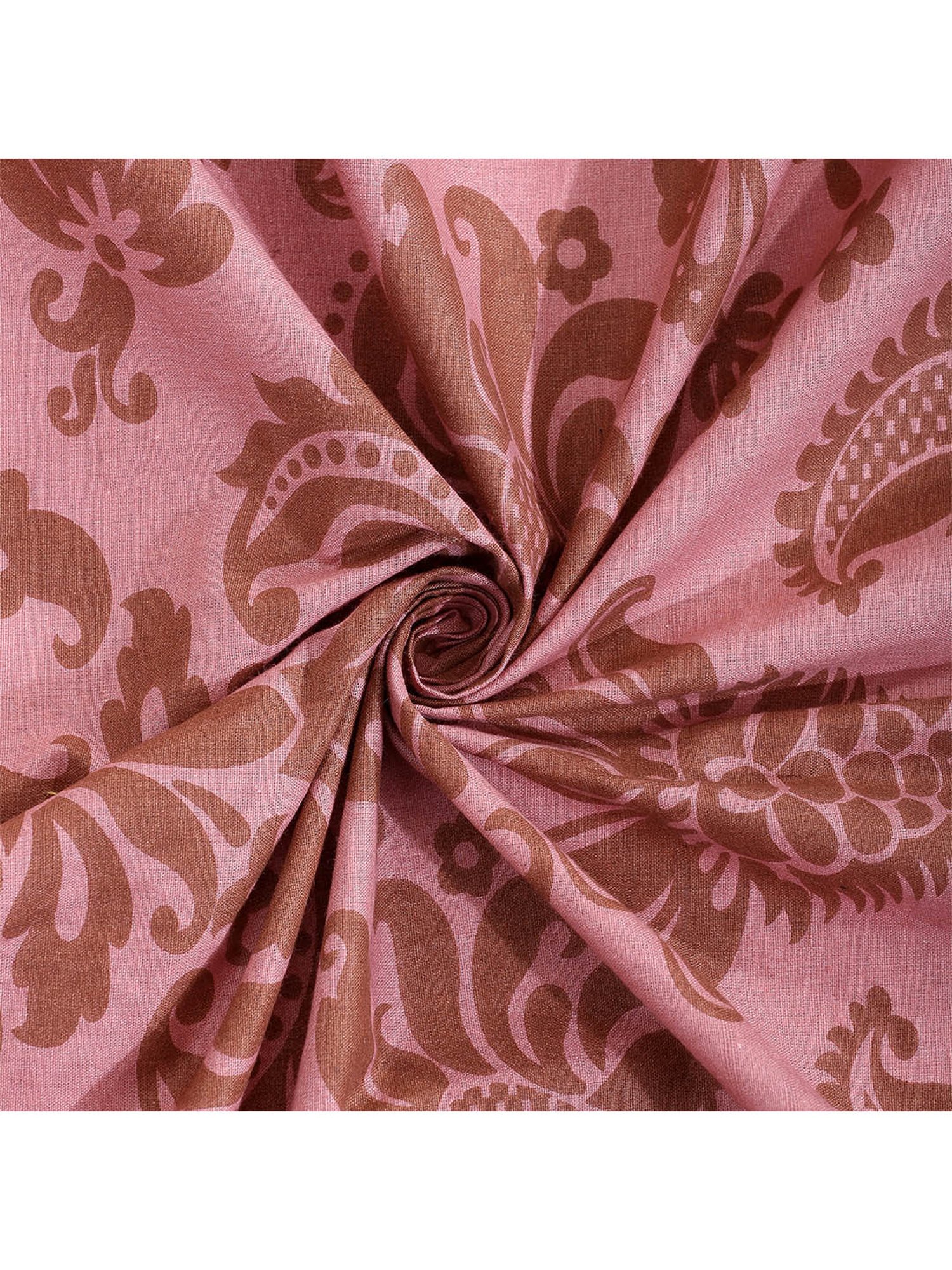 Swayam Vedic Motif Red & Pink 180 TC Cotton King Bedsheet with 2 Pillow covers