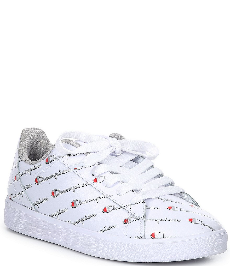 Champion Women's Pure Script Logo Leather Lifestyle Sneakers