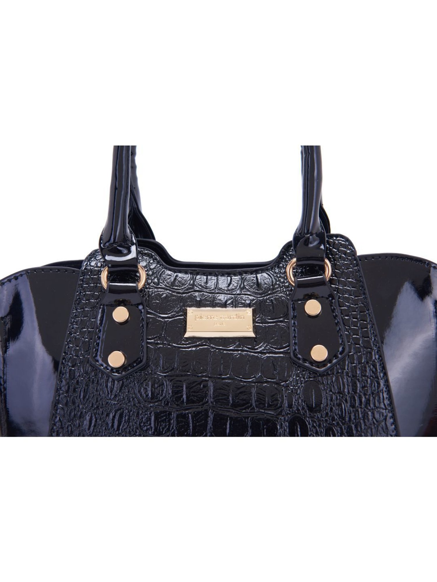 Pierre Cardin Black Textured Satchel Handbag