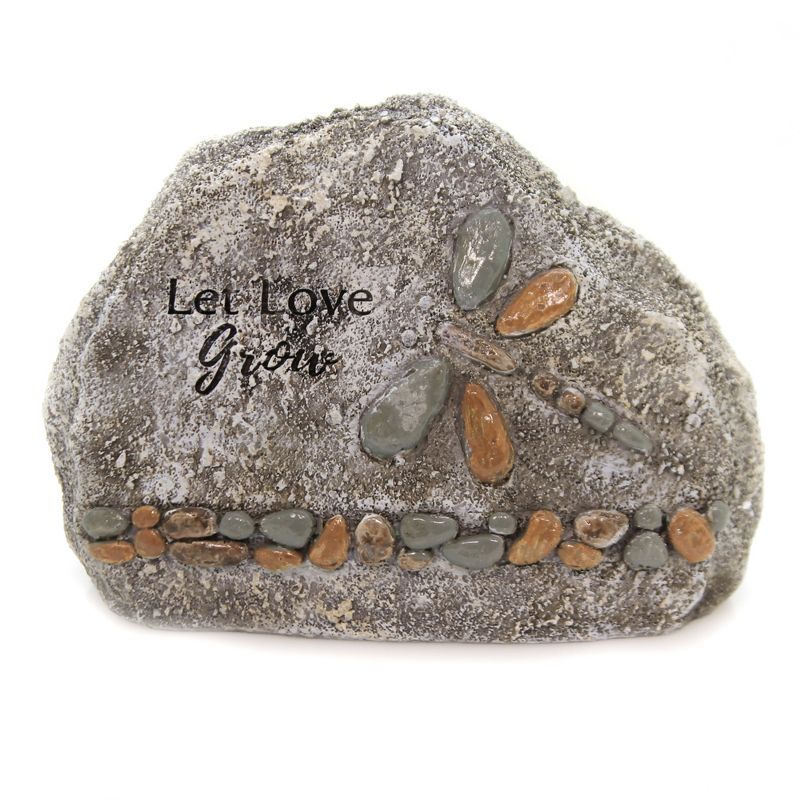 Home & Garden 5.5" Dragonfly Pebble Garden Stone Let Love Grow Fly Roman, Inc  -  Outdoor Sculptures And Statues