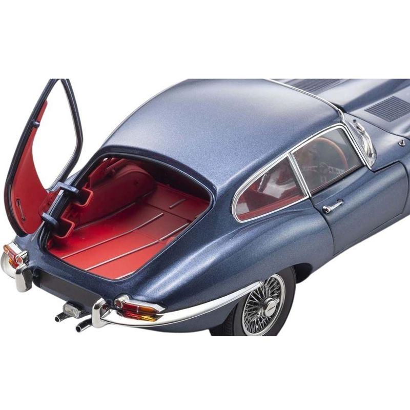 Jaguar E-Type Coupe (RHD) Dark Blue Met. w/Red Interior "E-Type 60th Anniversary" (1961-2021) 1/18 Diecast Model Car by Kyosho