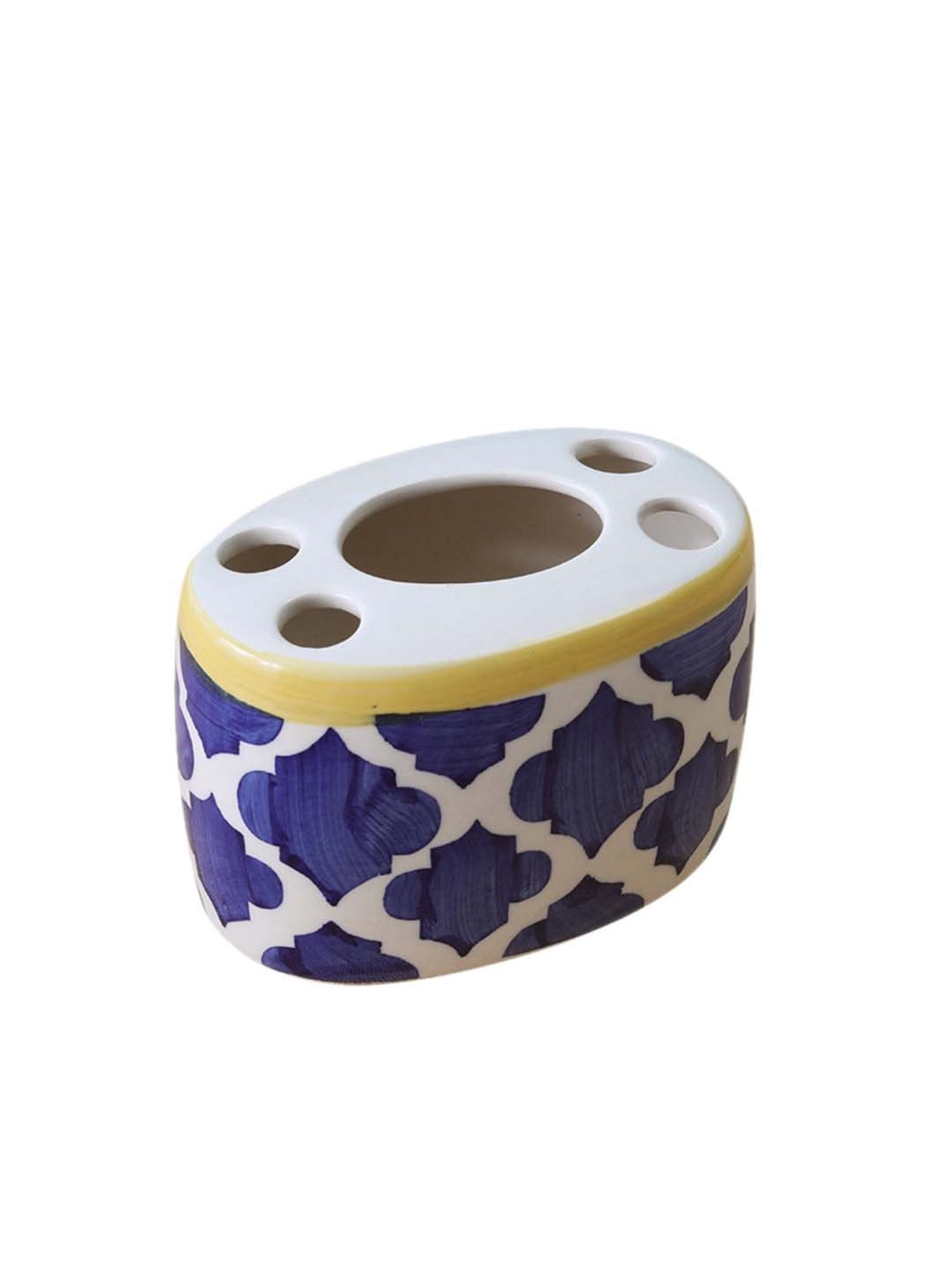 VarEesha Moroccan Navy Blue & Yellow Ceramic Bath Accessories - Set of 2