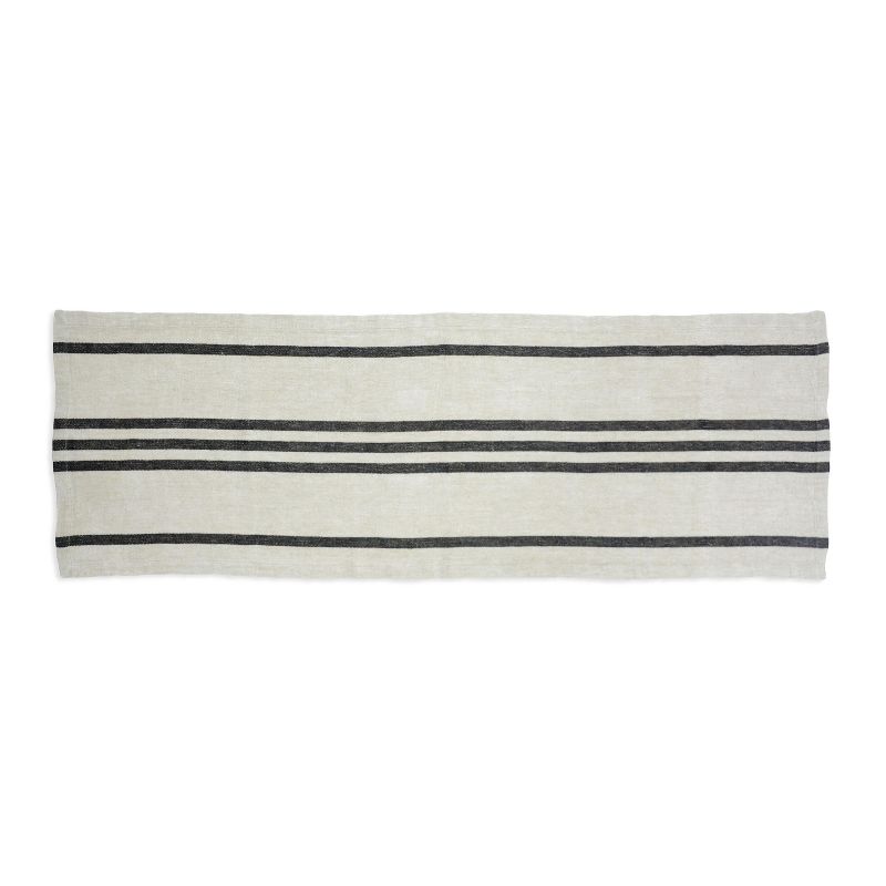 60" x 18" Striped Table Runner White/Black - Smith & Hawken™