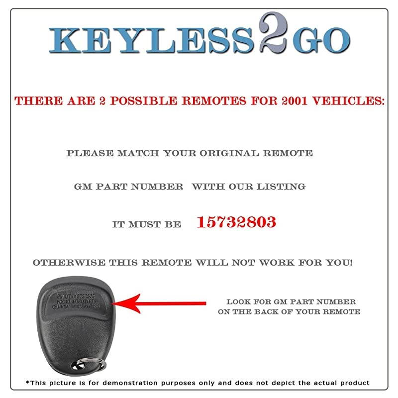 Replacement for Keyless Entry Car Key Vehicles That Use 3 Button 15732803 KOBUT1BT