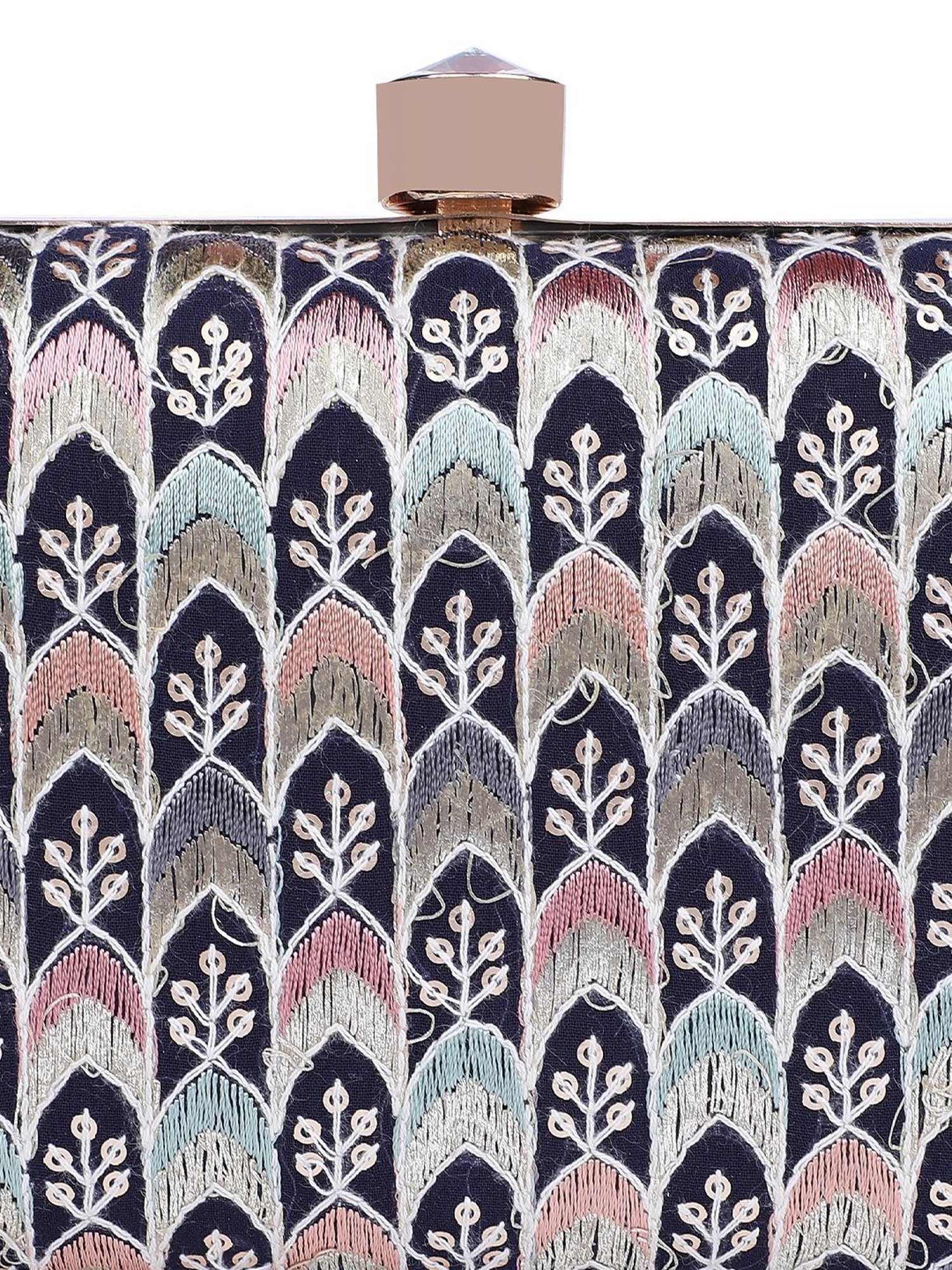 Horra Dark Blue Embellished Clutch