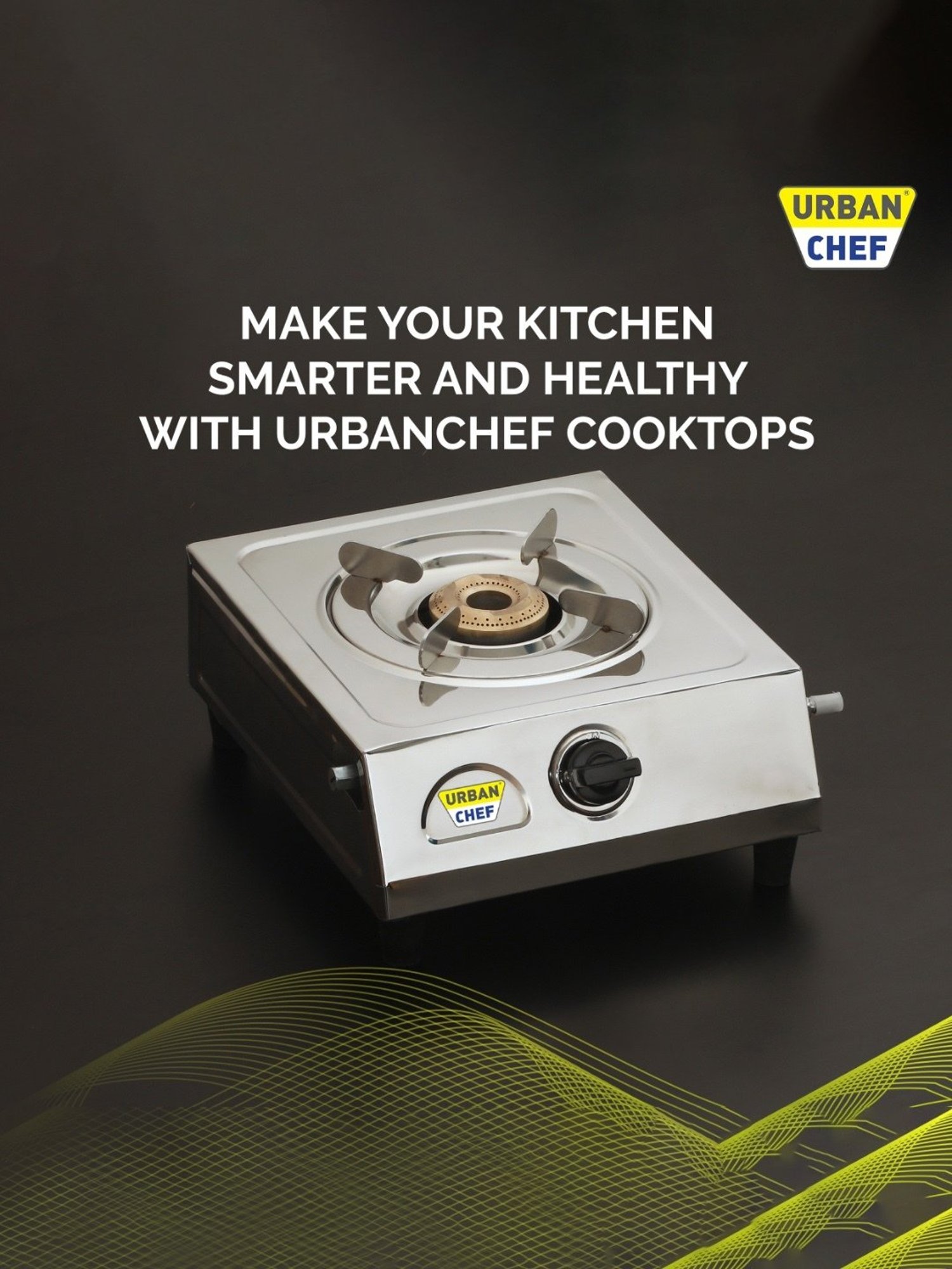 Urban Chef Gas Stove with Single Burner ( Silver )