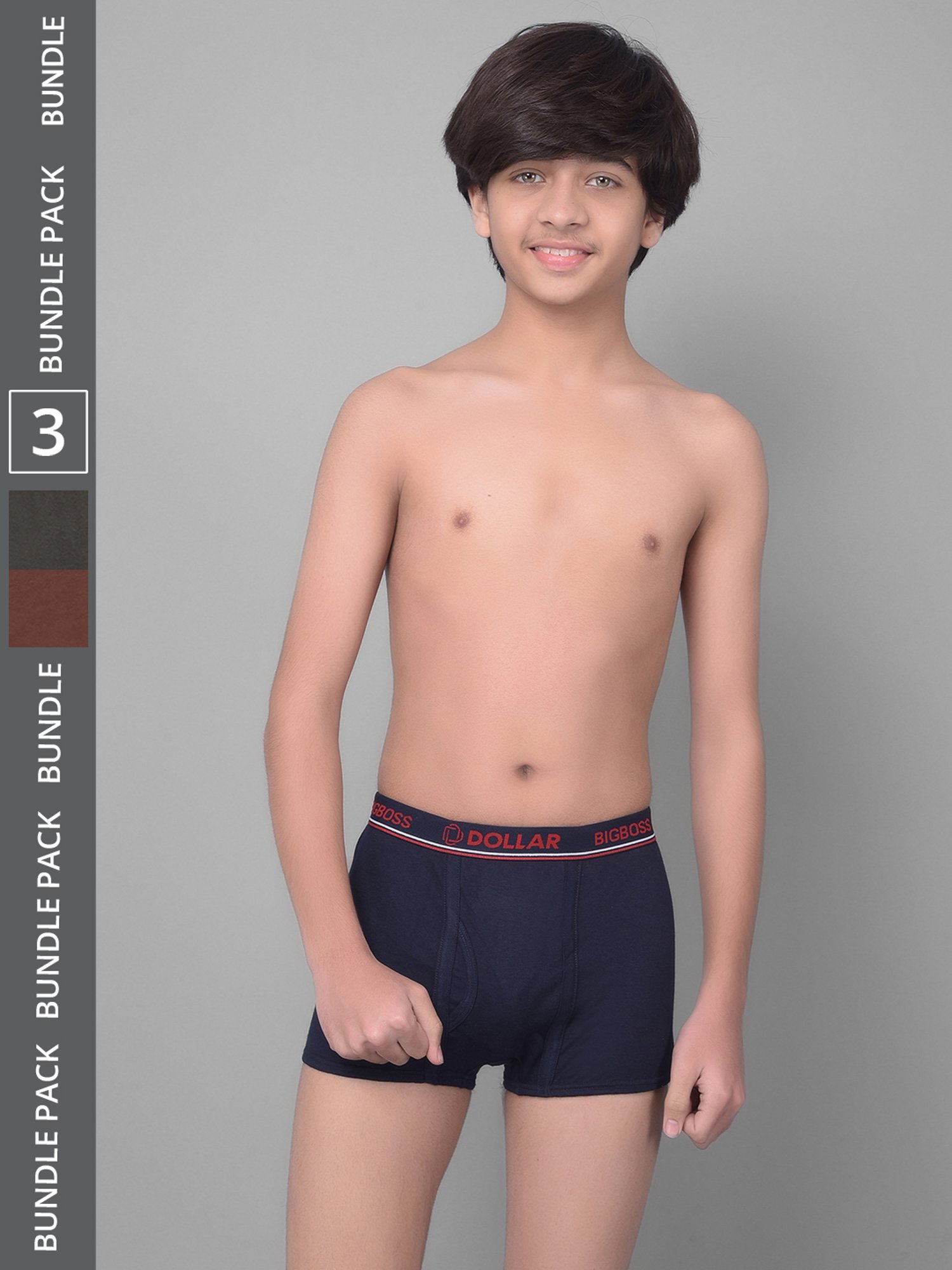 Frenchie Kids Pink & Grey Solid Briefs (Pack Of 2)