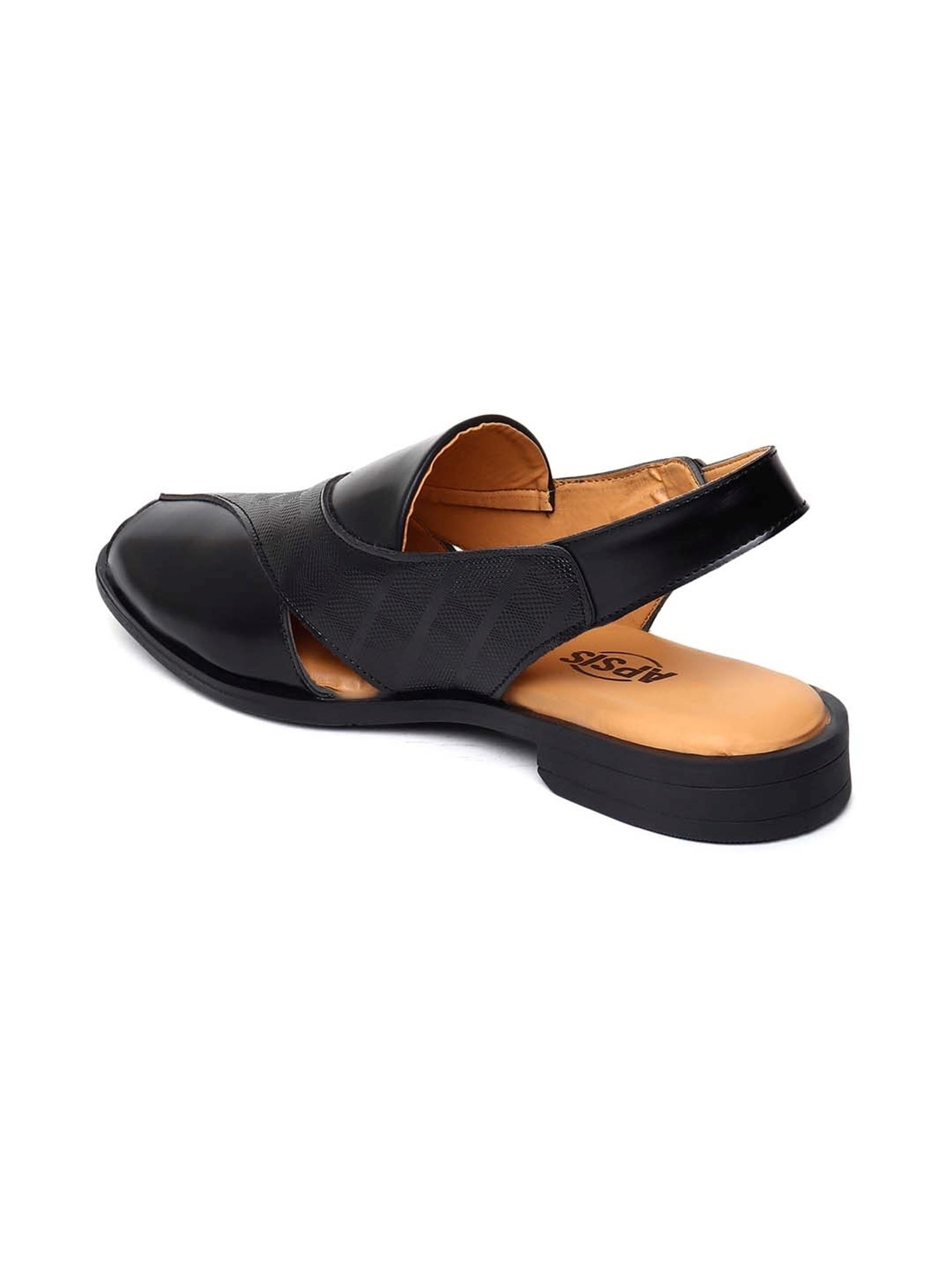 Apsis Men's Black Back Strap Sandals