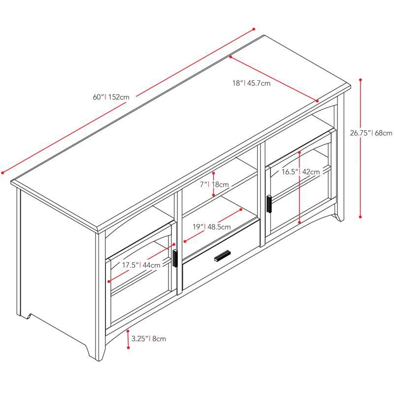 Carson West Lake TV Component Bench Dark Espresso 60" - Sonax