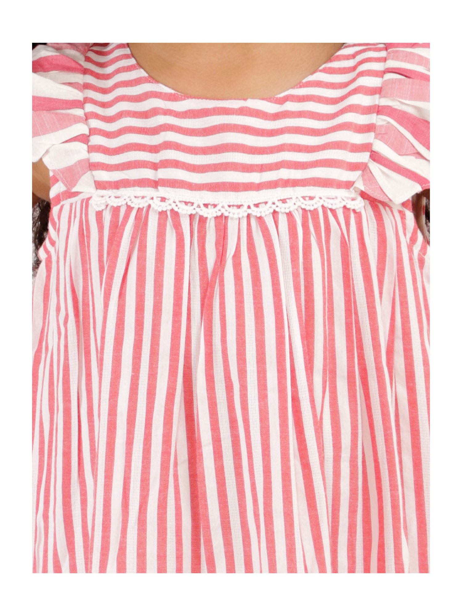 Lil Drama Kids White & Pink Striped Dress