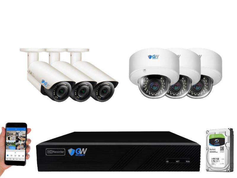 GW 8 Channel H.265 4K NVR 5MP 1920P 2.8~12mm Lens, Video Plug & Play IP Security System - 4 x POE 5MP Weatherproof IP Cameras (2TB Hard Drive Included)