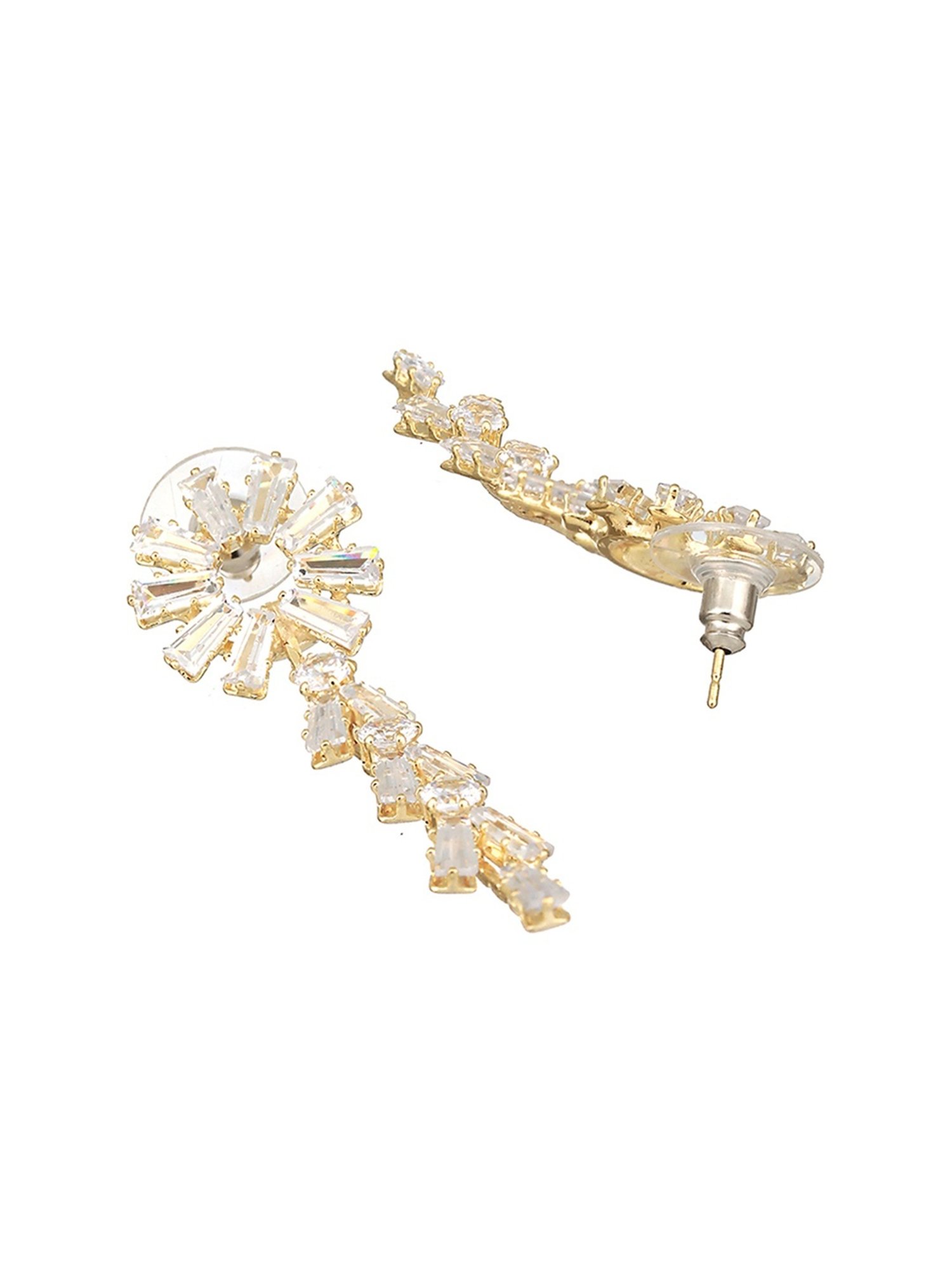 Aatmana Gold-Toned & Silver-Toned Floral Dangler Earrings