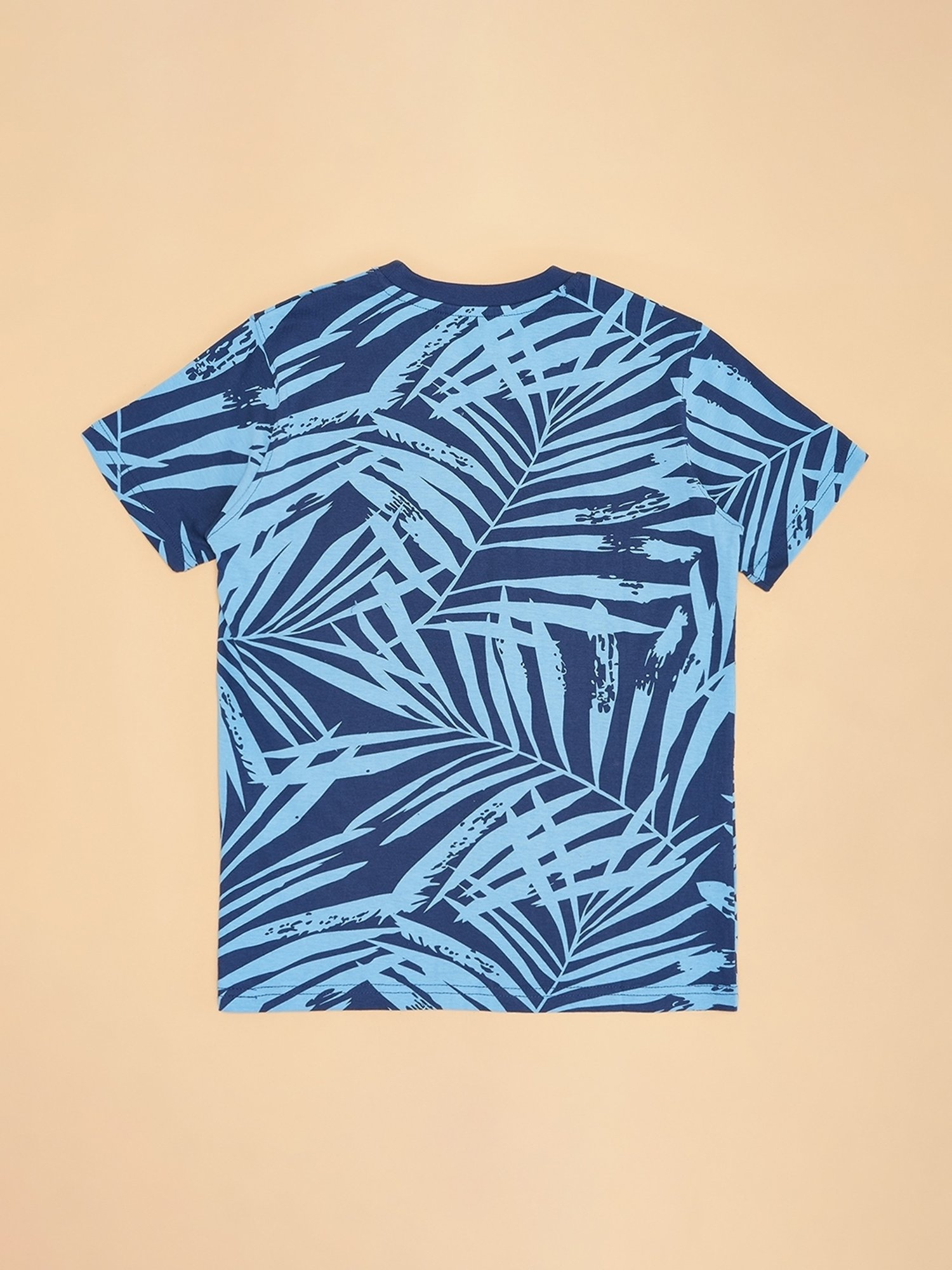 Pantaloons Junior Boys Blue Cotton Tropical T-Shirt
