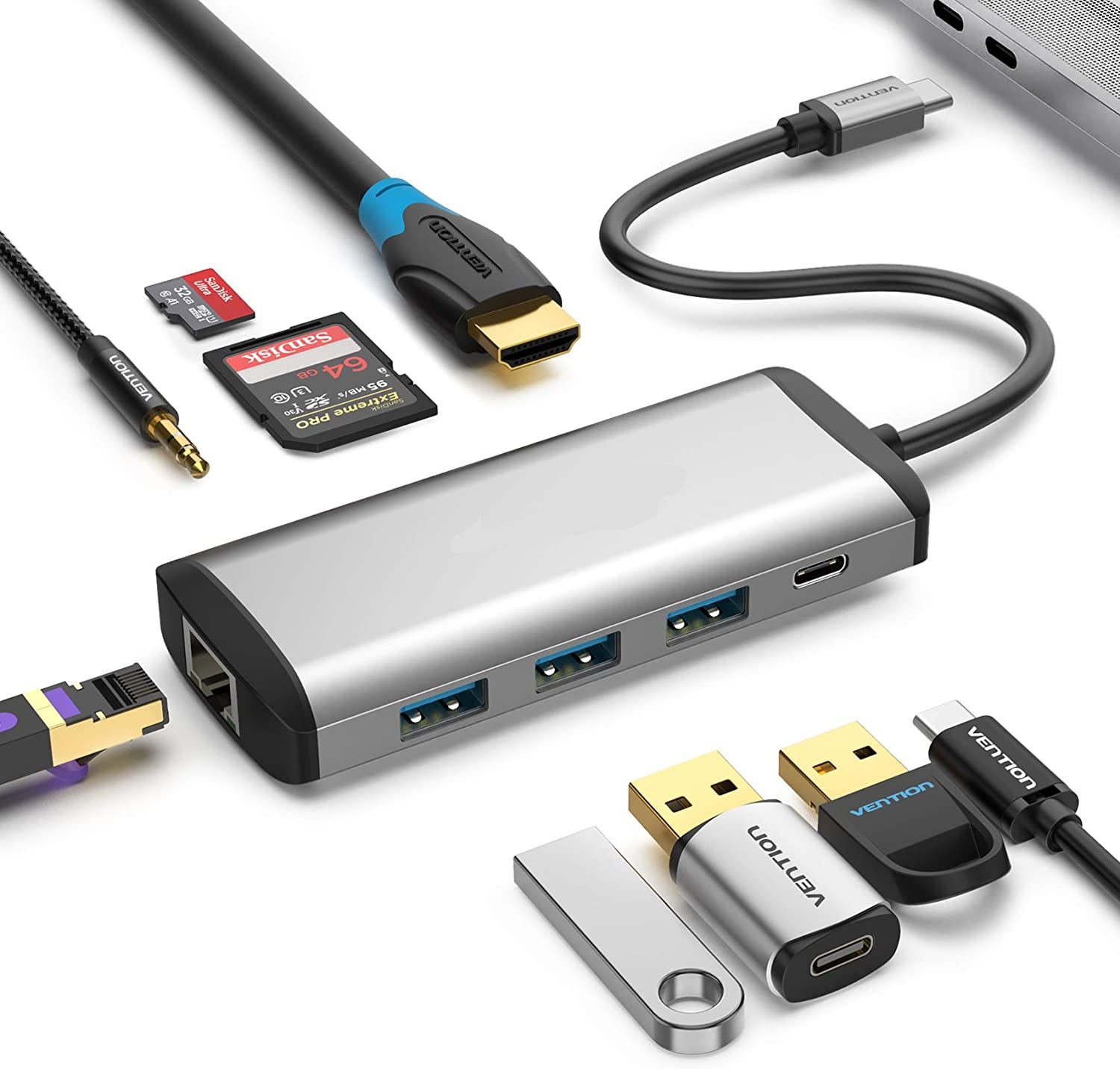 USB-C Adapter For HDMI, VGA, 4k 1080P with audio Aux 3.5mm Monitor TV Projector