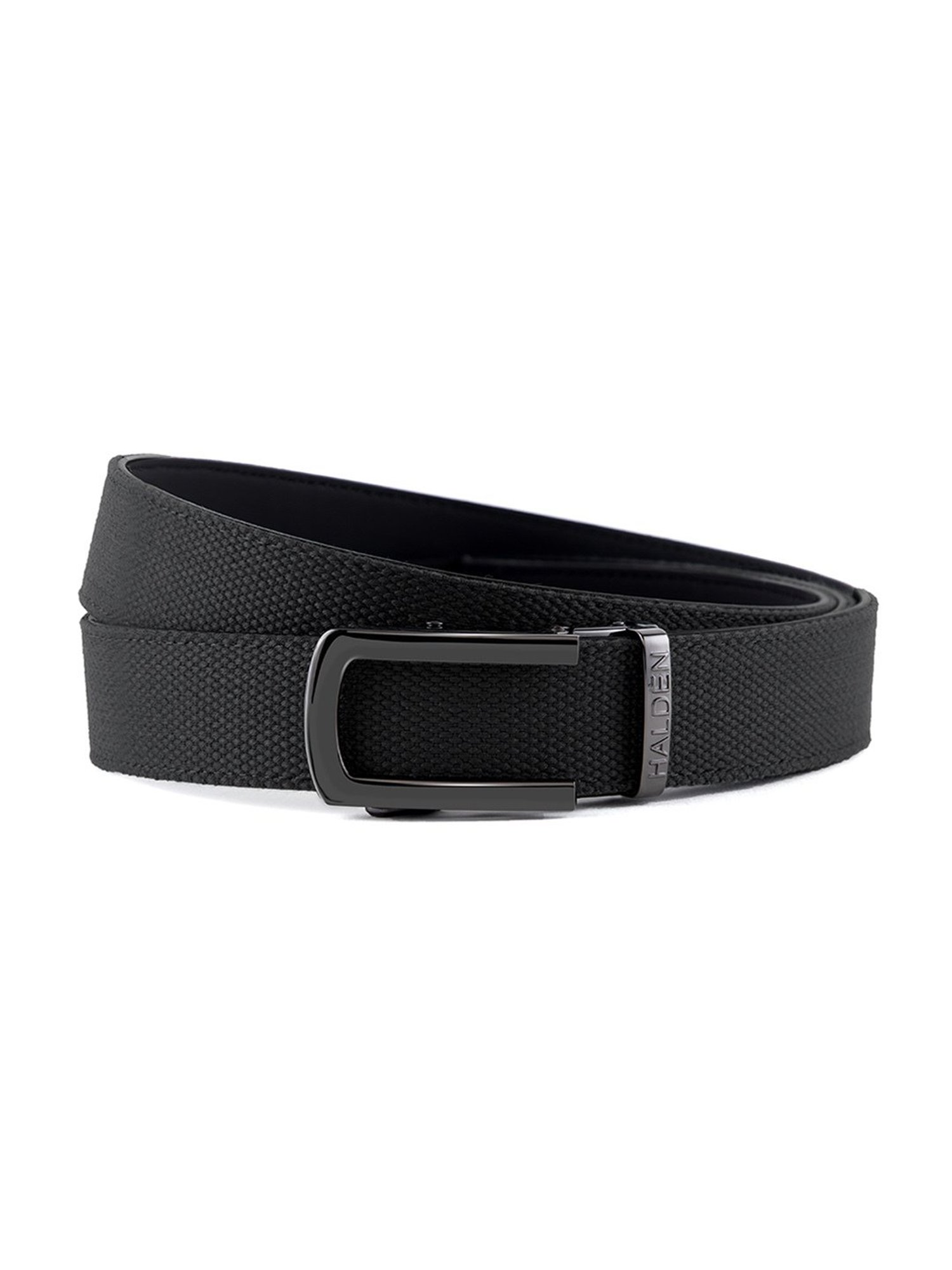Halden Black Woven Casual Belt With Classic Black Glossy Buckle
