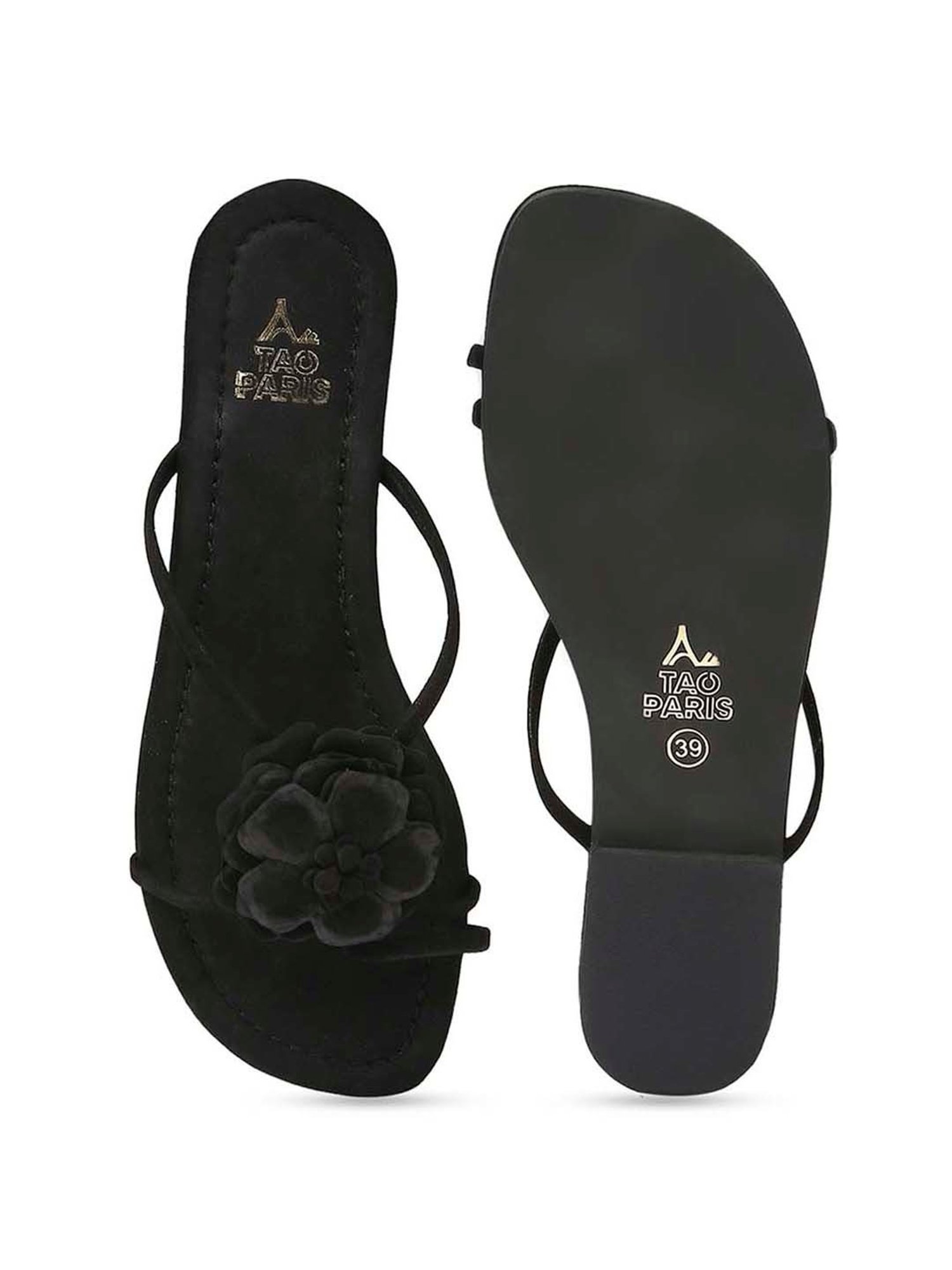 Tao Paris Women's Tulip Black Toe Ring Sandals