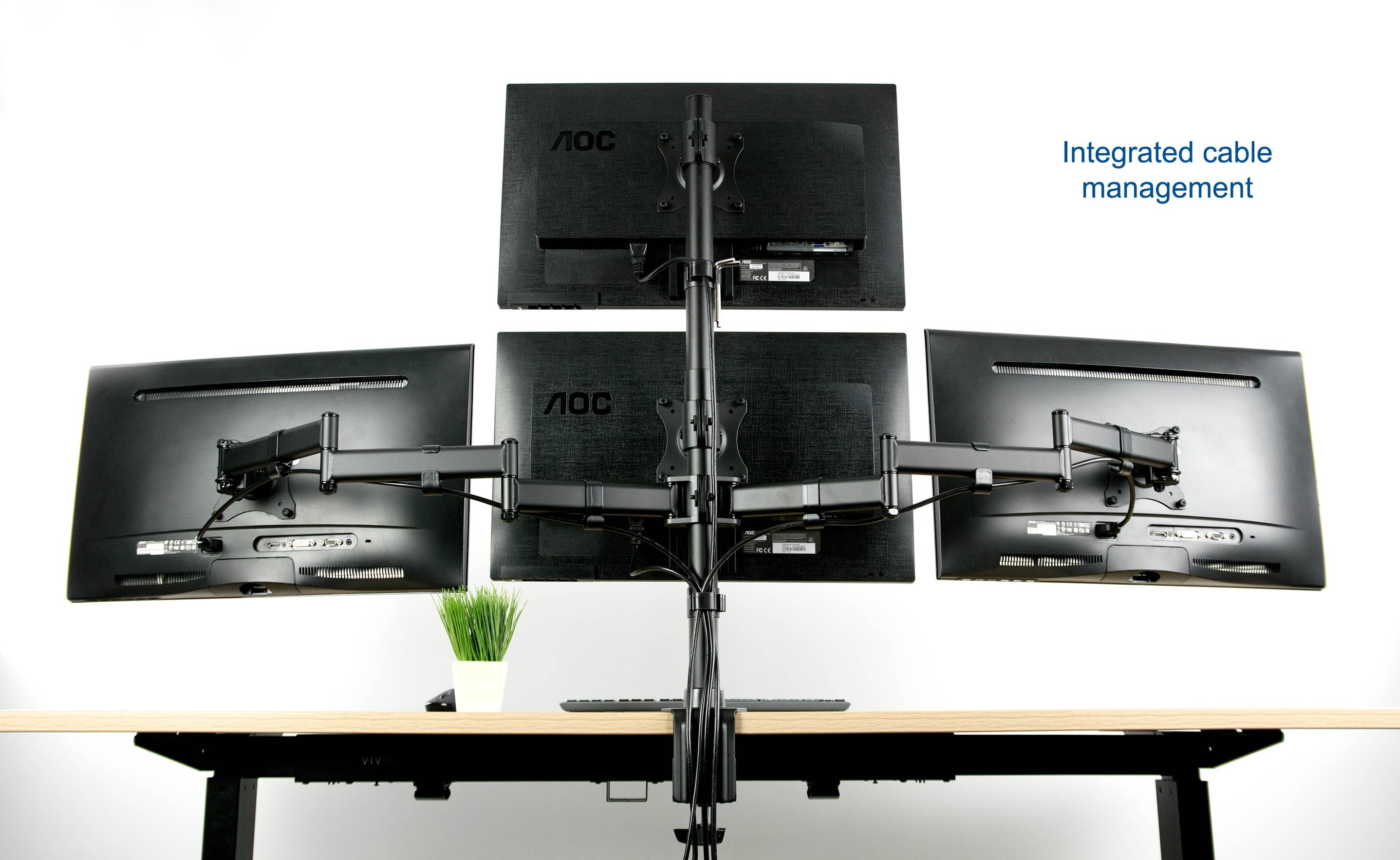VIVO Quad LCD Monitor Heavy Duty Desk Mount 3 + 1 Stand / Holds Four Screens upto 25" (STAND-V004Y)