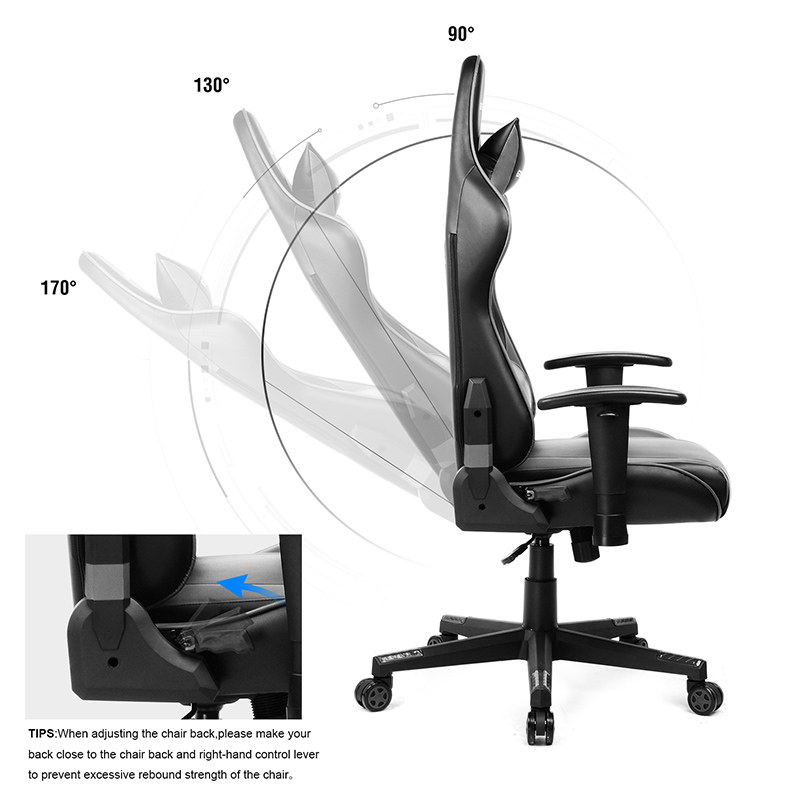 Gaming Chair, Racing Style Computer Desk Chair Padded Armrests Ergonomic Lumbar Support Adjustable Height