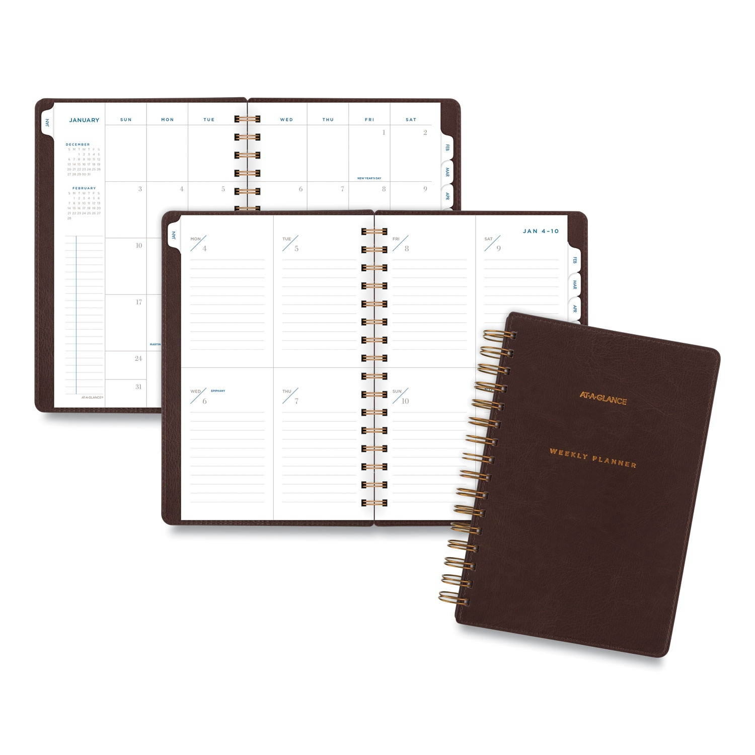 AT-A-GLANCE Distressed Brown Weekly Monthly Planner 8.5 x 5.5 2021-2022 YP20009