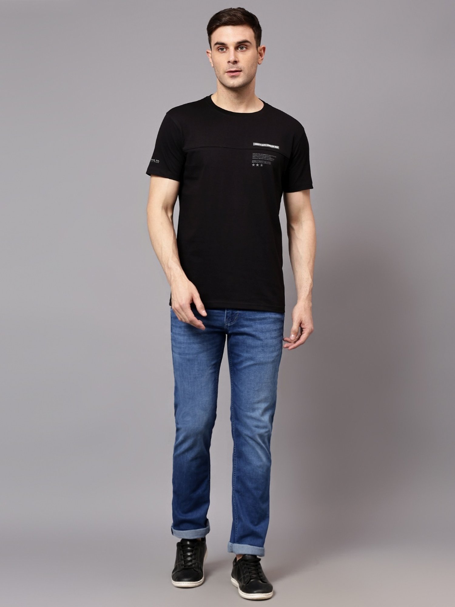 Cantabil Black Regular Fit T-Shirt
