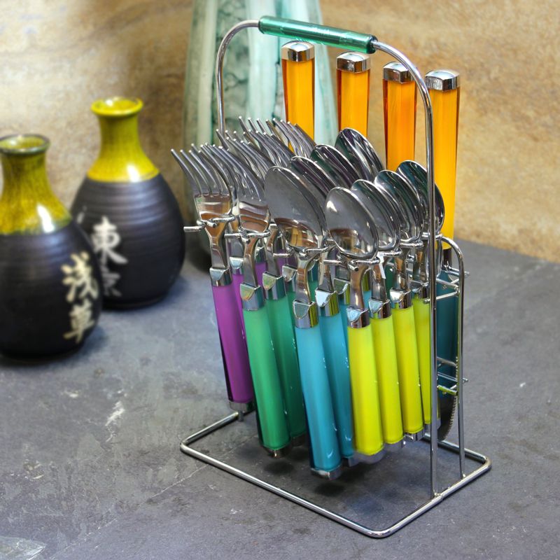 Gibson Home Pastel Extravaganza 20 Piece Stainless Steel Flatware Set