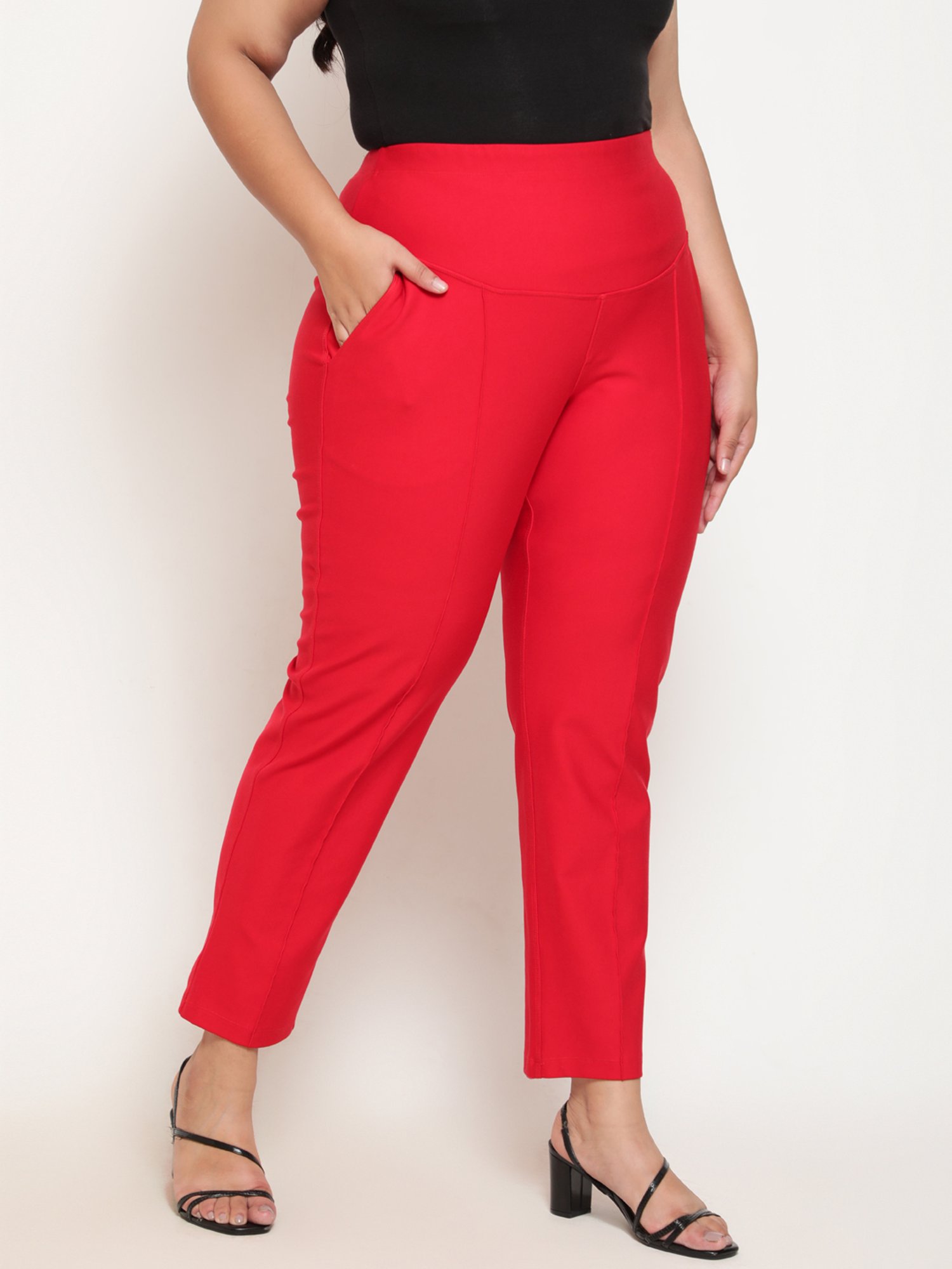 Amydus Red Regular Fit Pants