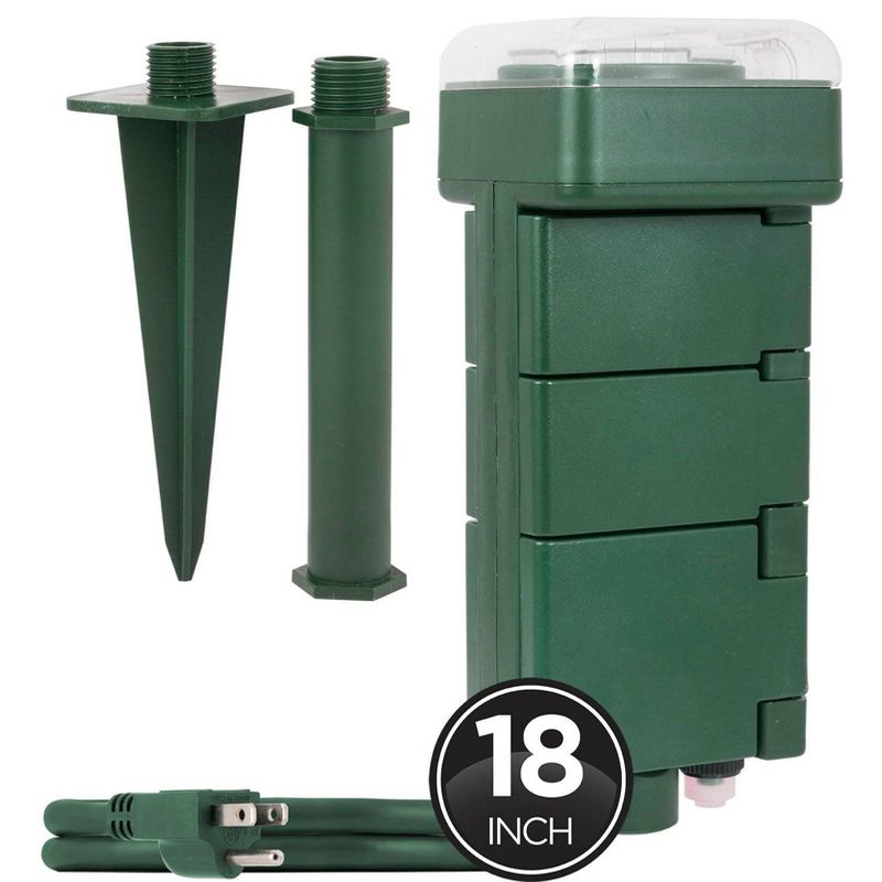 Philips 6 Grounded Outlet Heavy Duty Mechanical Yard Stake Timer Green